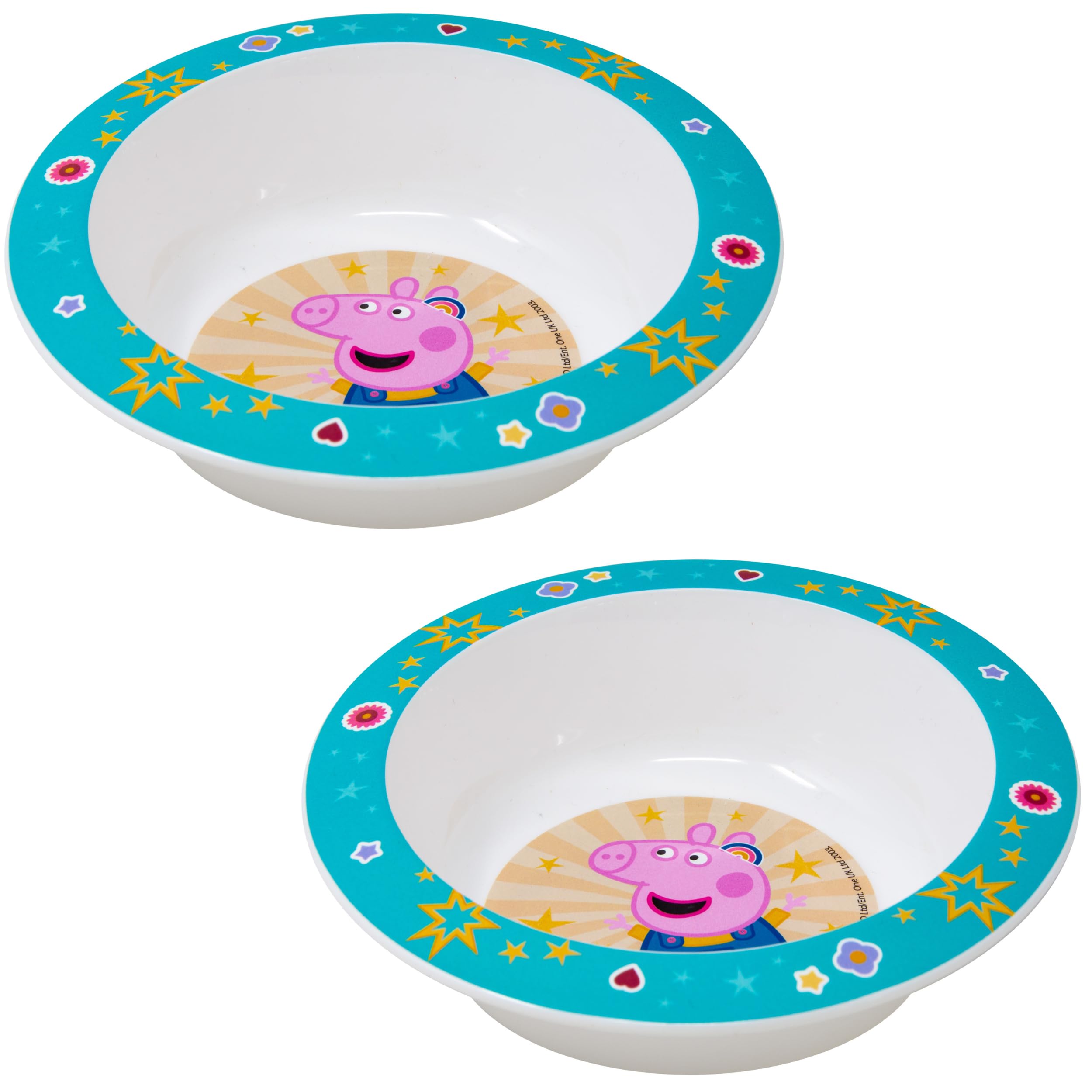 Stor Peppa Wutz Schüssel Kinder 2er Set – Frühstücksschalen für Kinder – Kunststoff Schüsseln wiederverwendbar & BPA frei – Kinderschüsseln für Müsli, Snacks & Obst