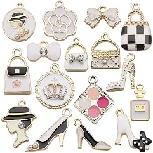 Assorted Mini Enamel Gold Plated Womens Makeup Lip Lipstick Charms Fashion Style Lipstick Perfume Pendant for DIY Necklace Bracelet Earring Crafting Jewelry Making