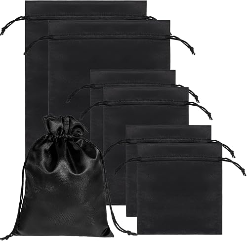 6 Pcs Toy Storage Bags, Quality Satin Silk Drawstring Pouch Adjustable Microfiber Toy Organizer Bags Gift Bag Foldable Ditty Bag for Women Men Toys Underwear Sunglasses Cosmetic (3 Sizes Black)