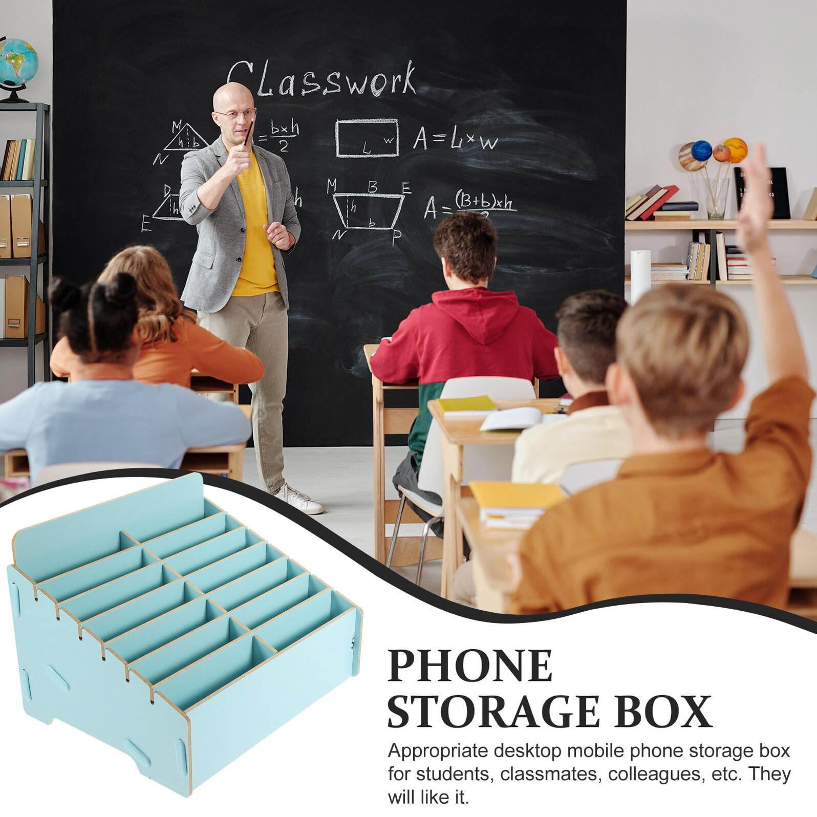 Organizer Scrivania in Legno Scomparti Multipli per Cellulare, Scatola Portaoggetti Robusta e Semplice per Soggiorno e Ufficio