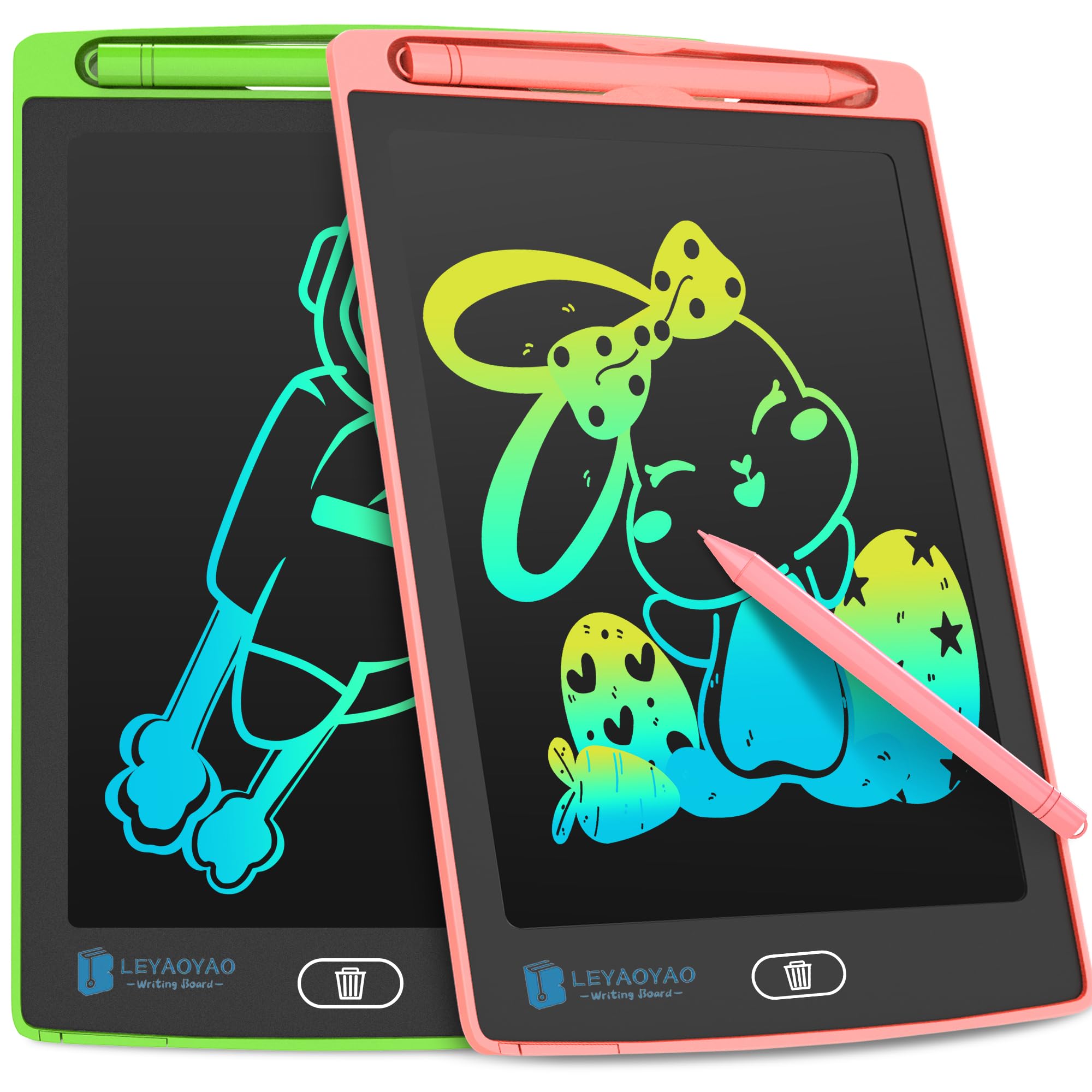 2 Pezzi Tavoletta Grafica Bambini da 8.5 Pollici, LEYAOYAO Lavagnetta Cancellabile Bambini, Regali di Compleanno e Natale per Ragazzo e Ragazza dai 3 agli 8 Ann (Verde+Rosa)