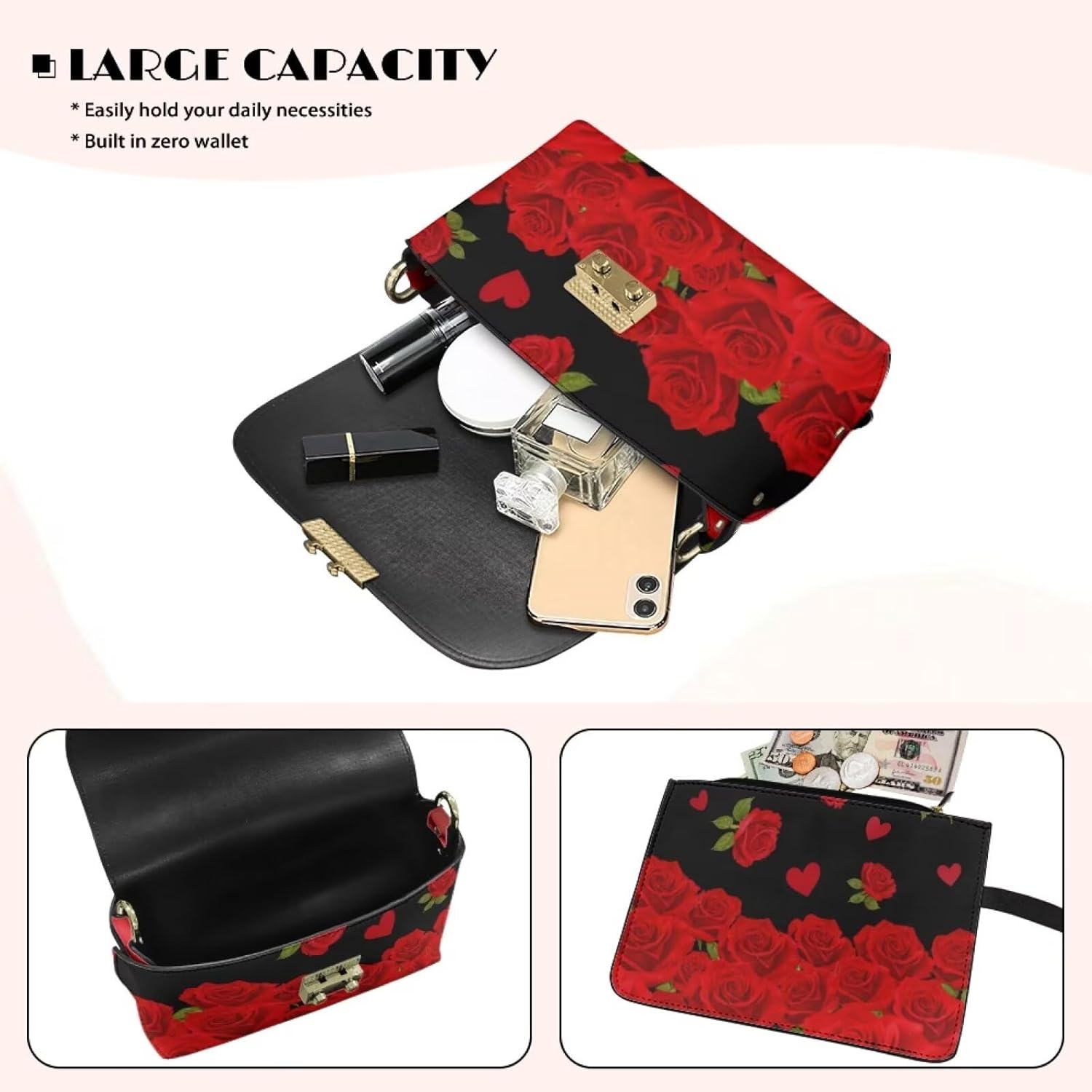 Christmas Crossbody Purses for Womens Lightweight Cute Chain Shoulder Handbag with Single Buckle for Prom Party