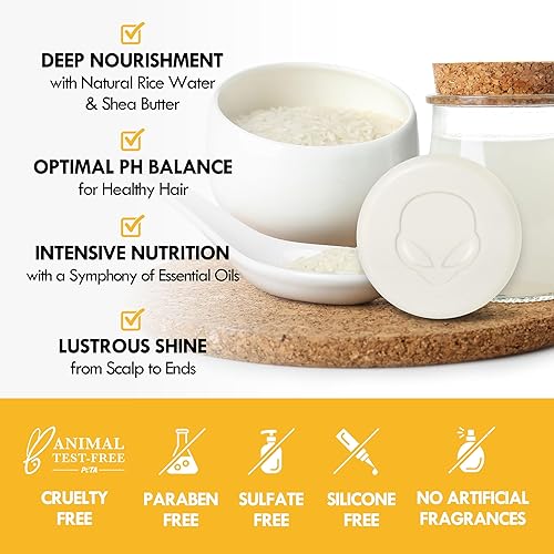 Miniatura 3 de Barra de champú de proteína de agua de arroz para todo tipo de cabello Champú de limpieza y fortalecimiento del cuero cabelludo barra sólida con