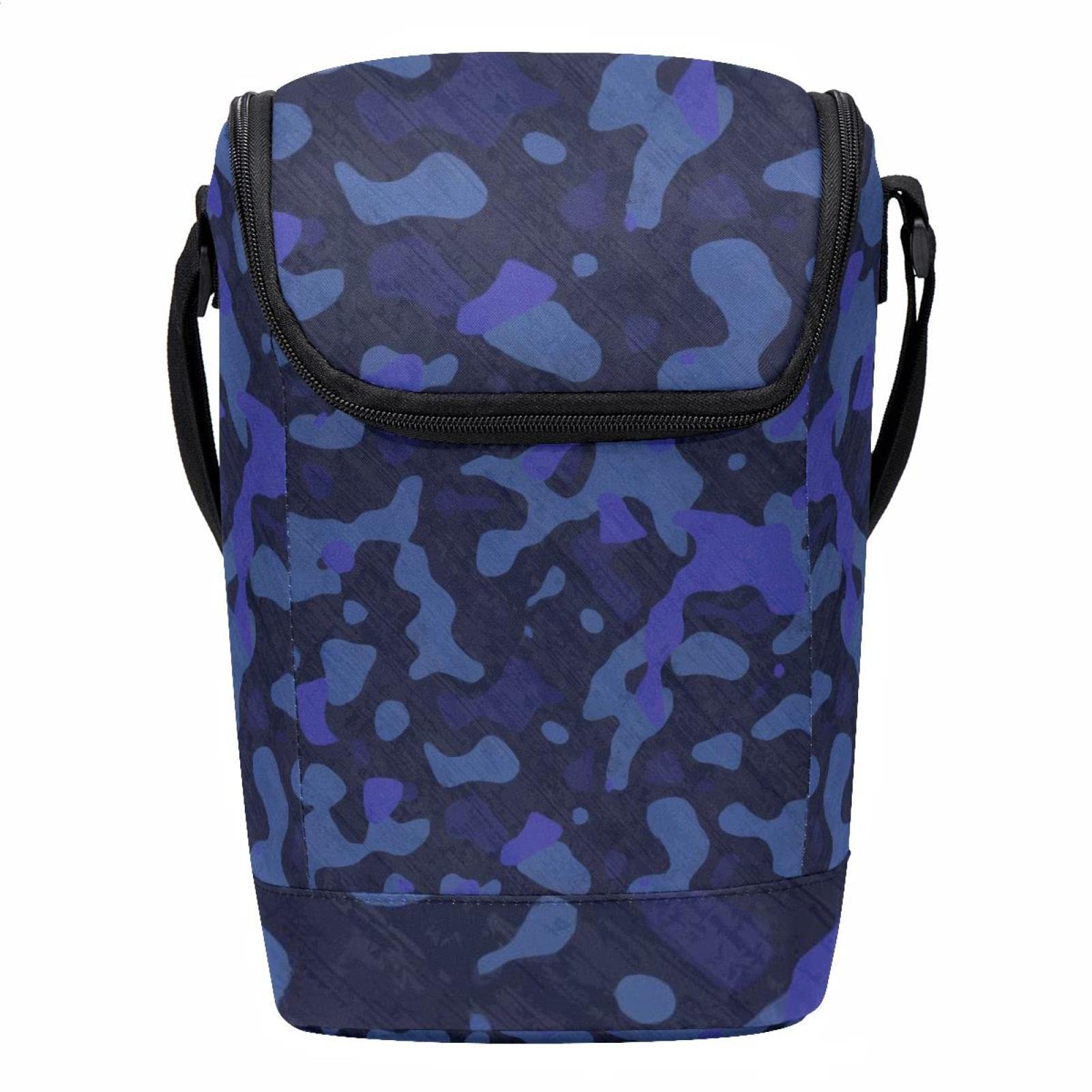 Lonchera con cremallera y diseño de camuflaje azul bolsa portátil para comida