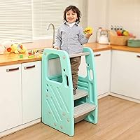 Vista 3 de SDADI PLT01GN Taburete de plástico para niños con 3 alturas ajustables, capacidad de 150 libras, almacenamiento integrado y pies de goma