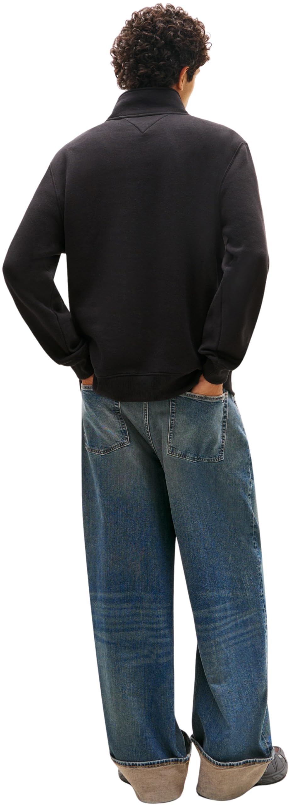 Tommy Jeans Herren Sweatshirt mit Reißverschluss Fleece mit Mock-Kragen, Schwarz (Black), XXL – Ansicht 2