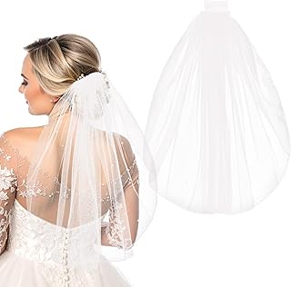Bridal Veils for Wedding, White Pearl Veil, Short Veils for Brides Women Wedding Bachelorette Party First Communion