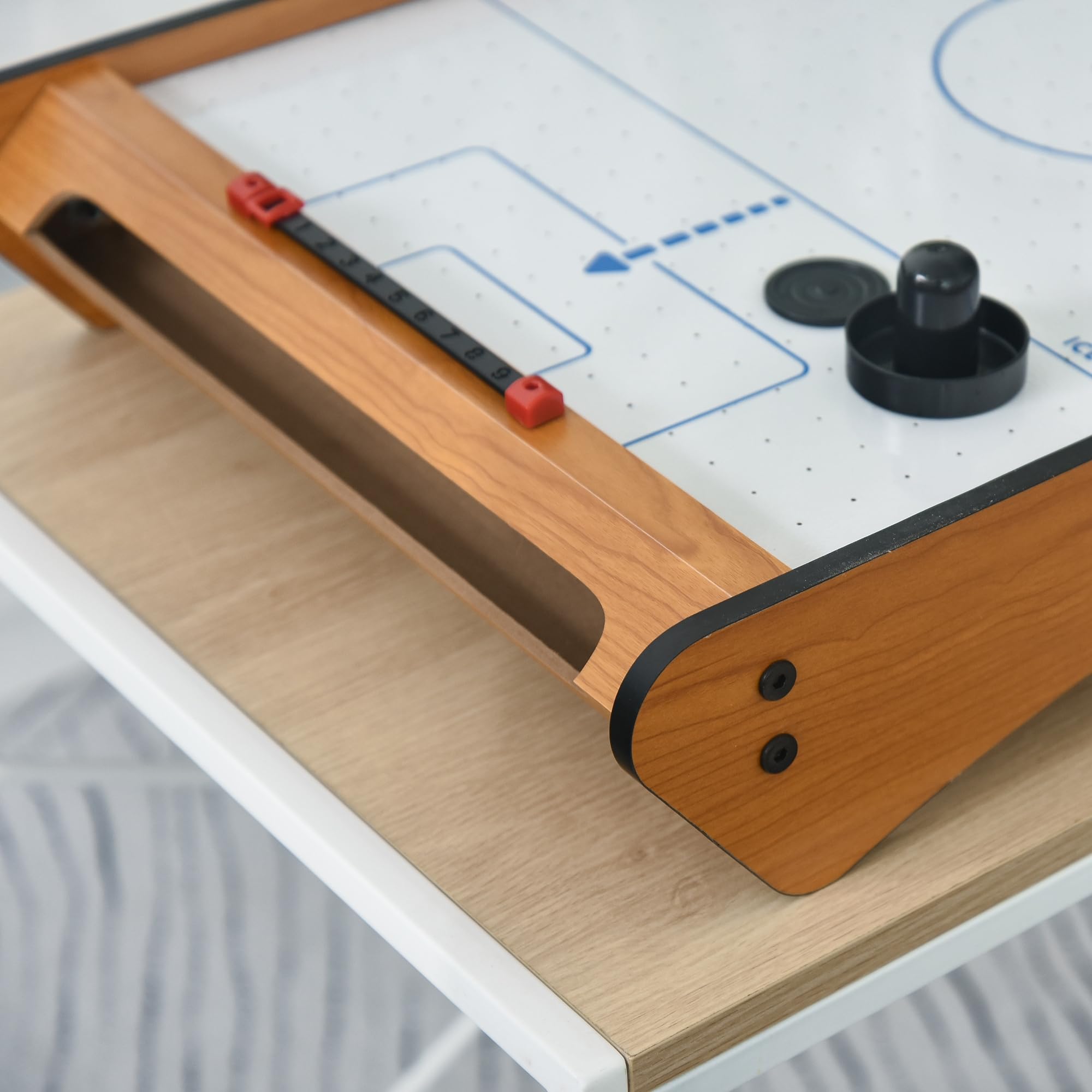 HOMCOM Table Hockey air Portable 2,5FT, Bois, pour Enfants/Adultes