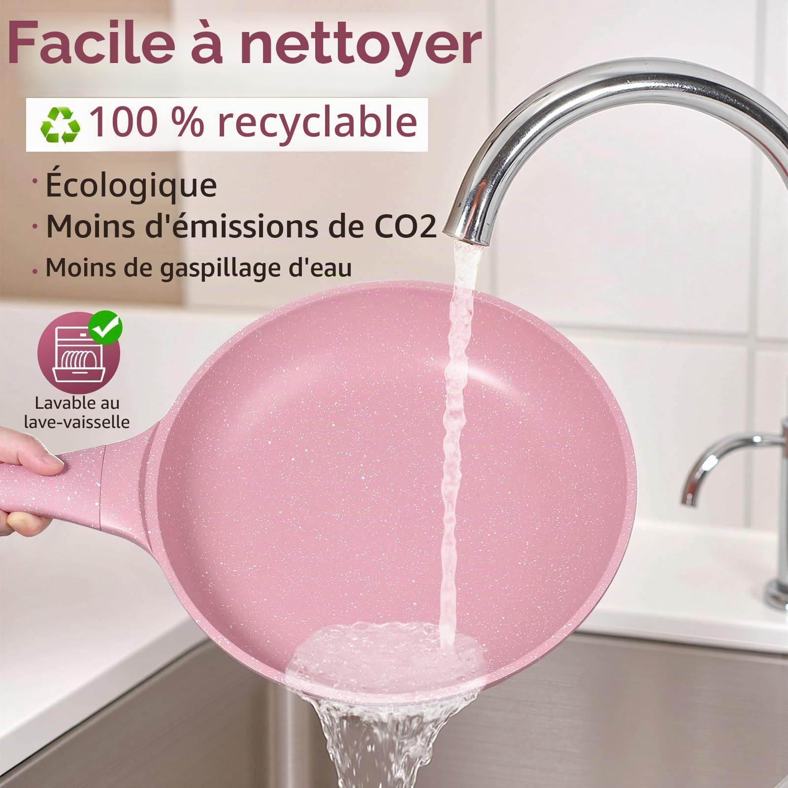 DYGG Poêles Set de 6 Poêles à Frire Induction [20/26/28 cm] avec Couvercles