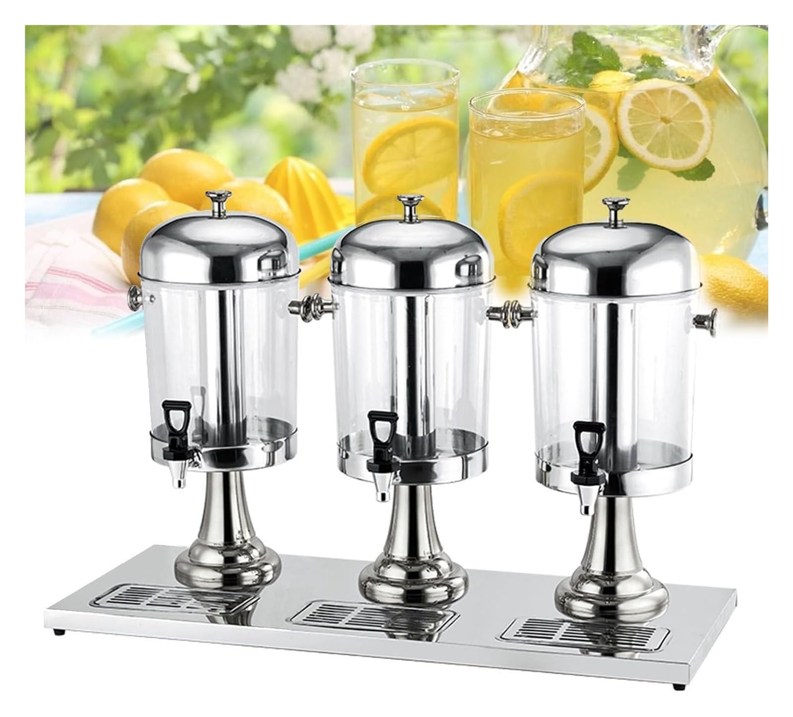 asdchZen Glass Beverage Dispenser,Juice Dispenser, Commercial Beverage Dispenser Ice Tea Drink Machinewith Tap For Hot & Coffee Cold Milk Water Juice,Silver
