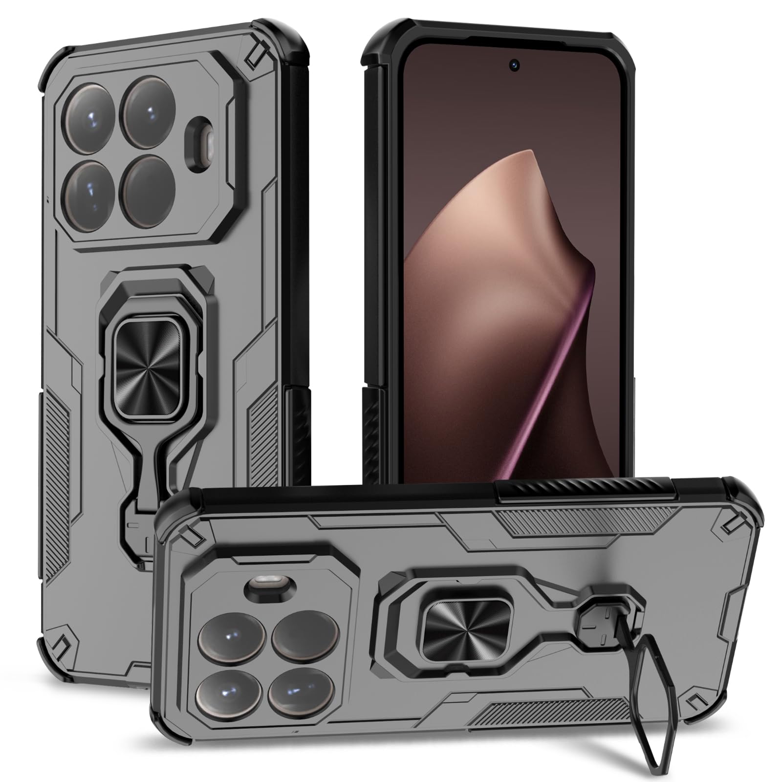 Funda para Samsung Galaxy A13 4G con Cristal Templado Protector Pantalla, Carcasa Antigolpes con Soporte anular metálico, Case Protectora de Grado Militar, Negro — view 117