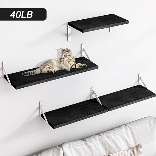 Miniatura 4 de YGEOMER Estantes flotantes para pared, diferentes tamaños, estantes de pared negros para sala de estar, baño, dormitorio, cocina, decoración del