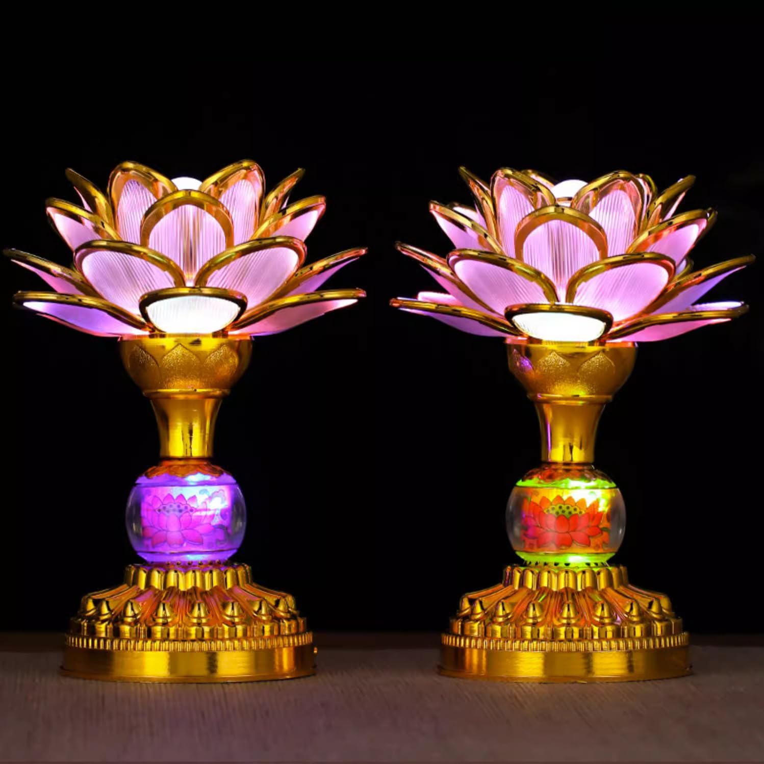 Amazon｜RAYWILL 蓮花 仏花 蓮の花 仏具 ロータス 蓮 造花 LED 7色変化