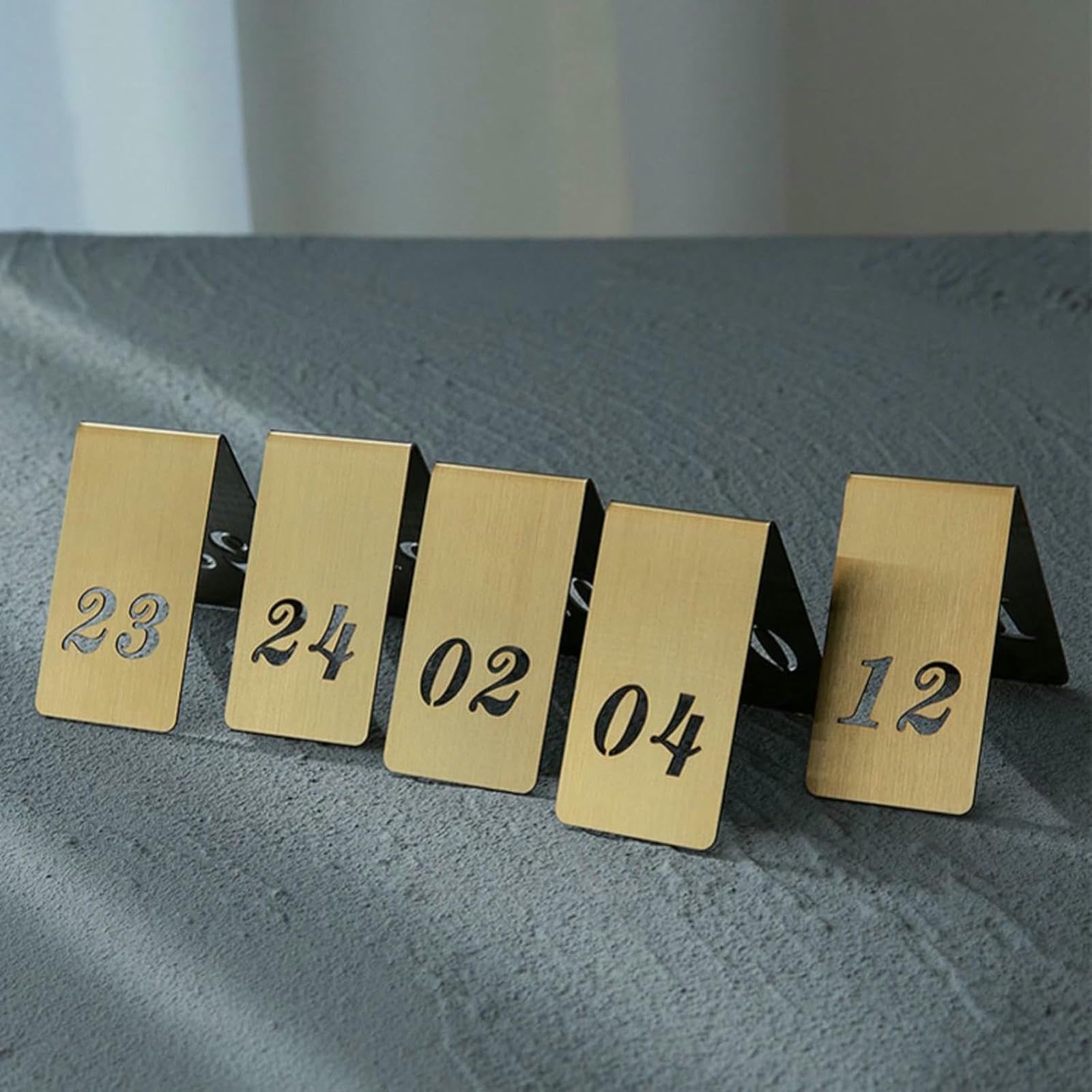 Nombres de table 1-30 en acier inoxydable double côté style tentes pour cafés