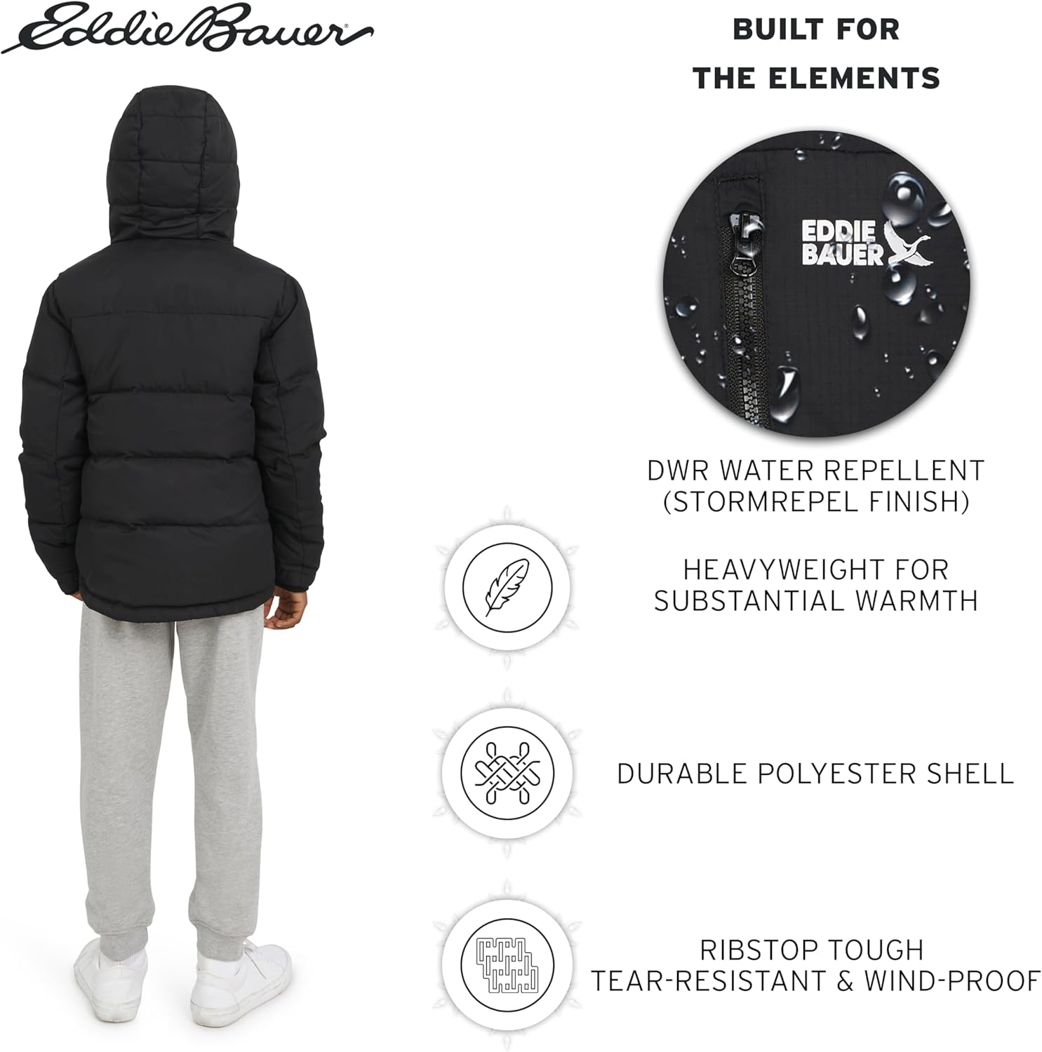 Eddie Bauer Boys' Classic Heavyweight Faux Fur Lined Hooded Insulated Down Jacket - Image 4