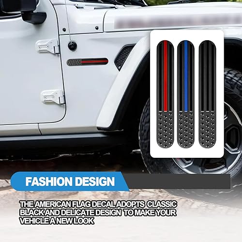 Miniatura 6 de 2 emblemas de guardabarros de metal de Estados Unidos con bandera de Estados Unidos 3D, calcomanías patrióticas de metal negro para automóvil, SUV,