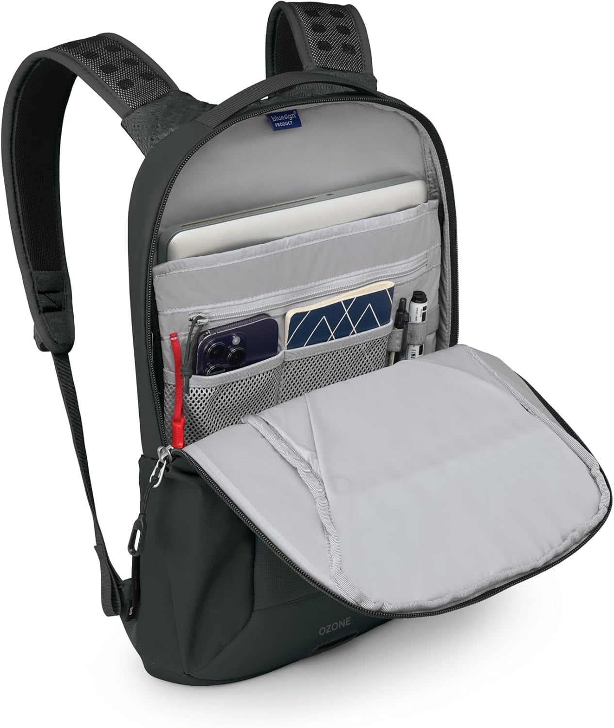 Osprey Ozone Slim Pack - Lightweight Laptop Backpack with AirScape Suspension, Water Bottle Pockets & Slim Travel Design - Fits Most 16" Laptops - Personal Item or Carry-On Compatible, Black