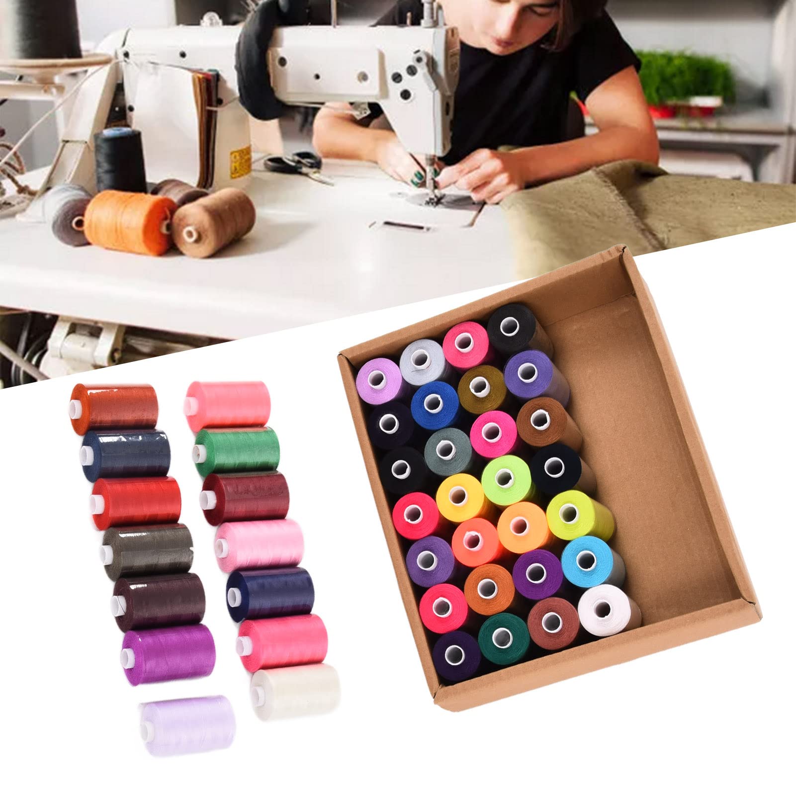 Mavaol Juego de hilos de coser poliéster 1000 yardas 42 colores Kit de carretes de bordado DIY para el hogar