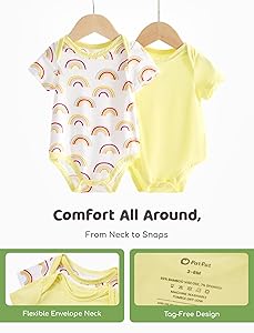 PATPAT Baby Bodysuits Supersoft Bamboo Viscose - Short Sleeve Boys and Girls - Newborn Infant Unisex Clothes Pack