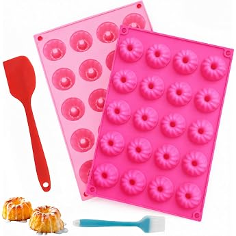 Mini Bundt Cake Moulds Silicone Small 29 x 19.5 x 2.2 cm Pack of 2