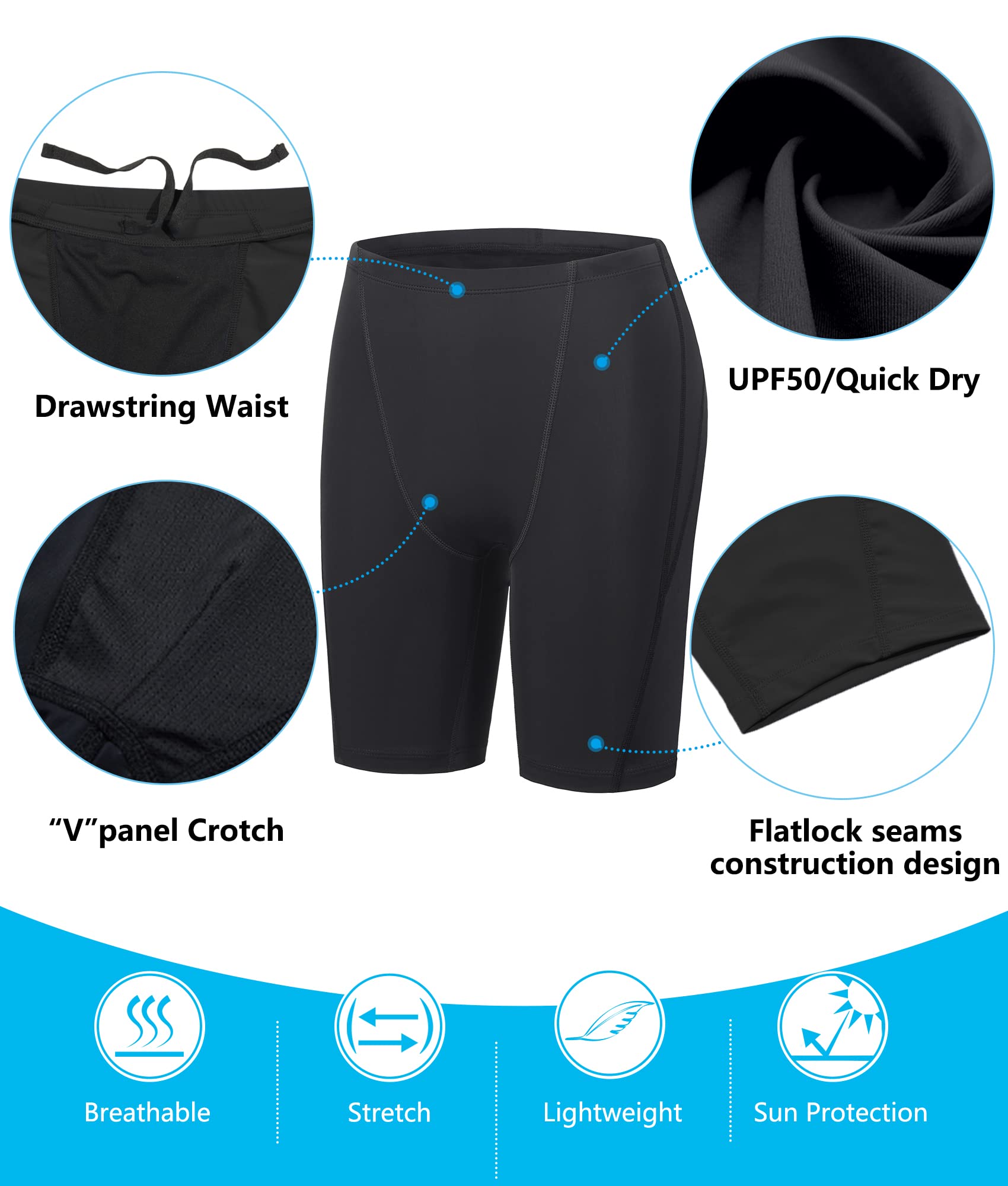 Men's Swim Jammers Competitive Athletic Swim Team Suit Training Endurance Racing Quick Dry Swimming Shorts UPF 50