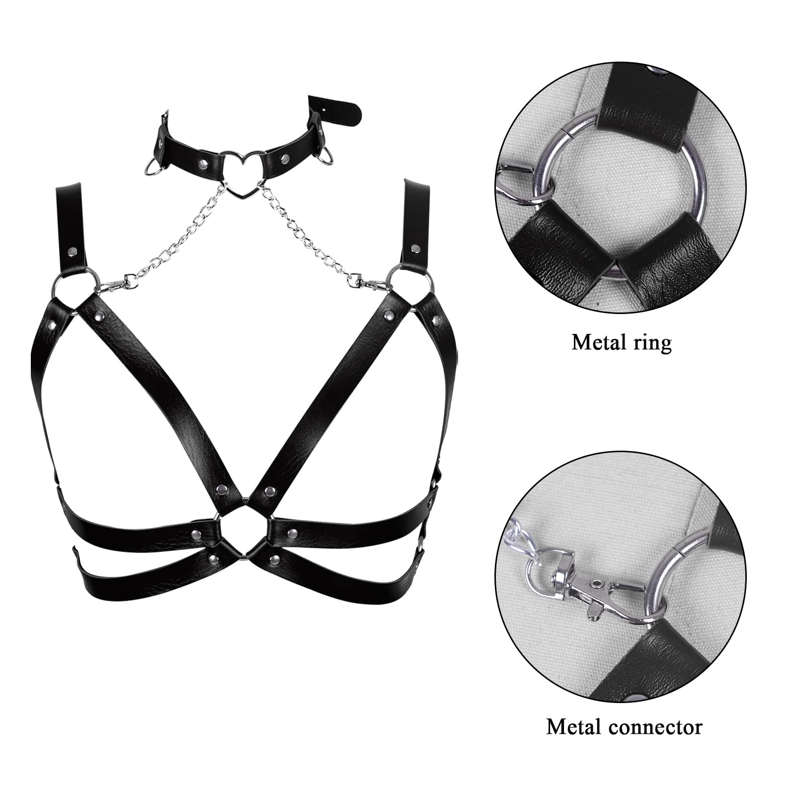 Lingerie cage Chest strap Leather Bra Body chain harness for women Punk Festival rave Dance Rock Photography Waist belt