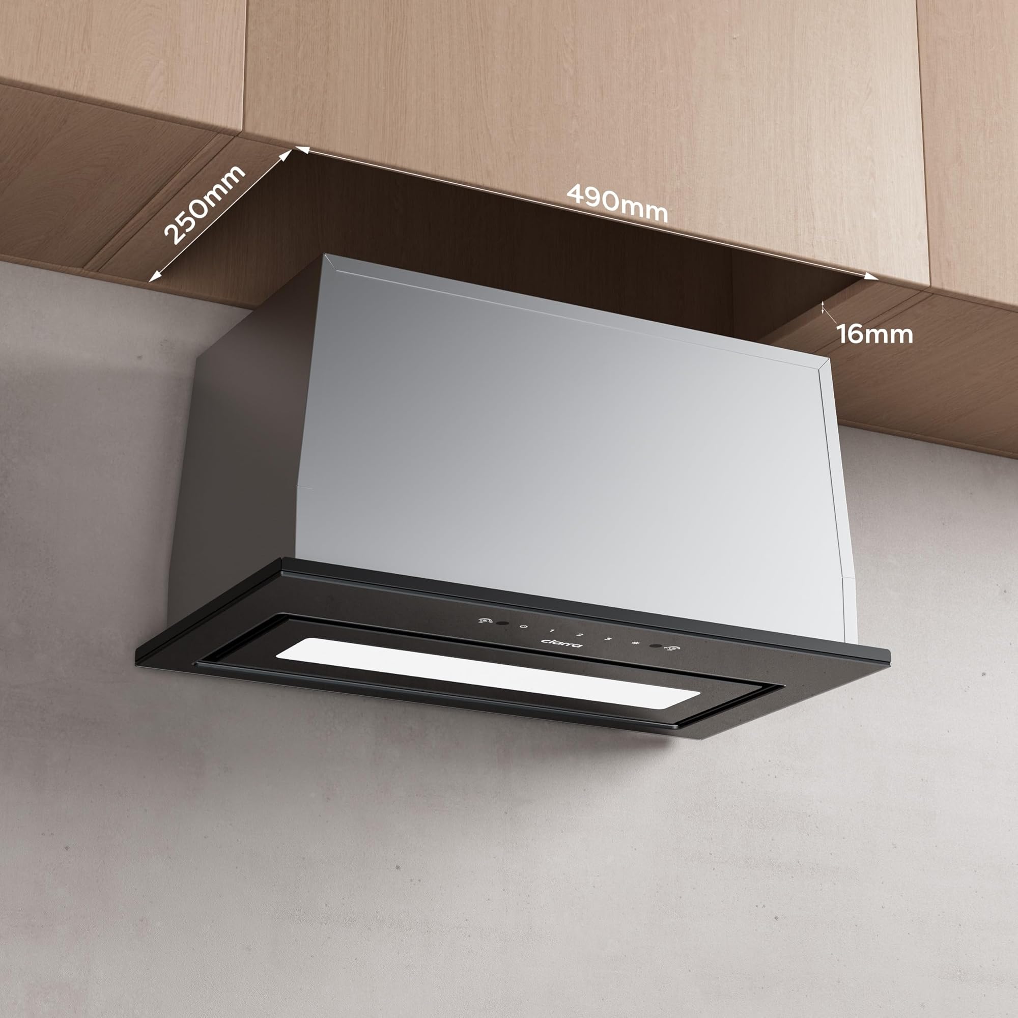 CIARRA CBCB5931B Cappa Aspirante Incasso 52cm Classe A- 469m³/h - Nero | 3 Velocità - Doppia Modalità -Controllo Gestuale-Facile Installazione-Con Carbone Attivo CBCF055 - Sottopensile Acciaio Inox