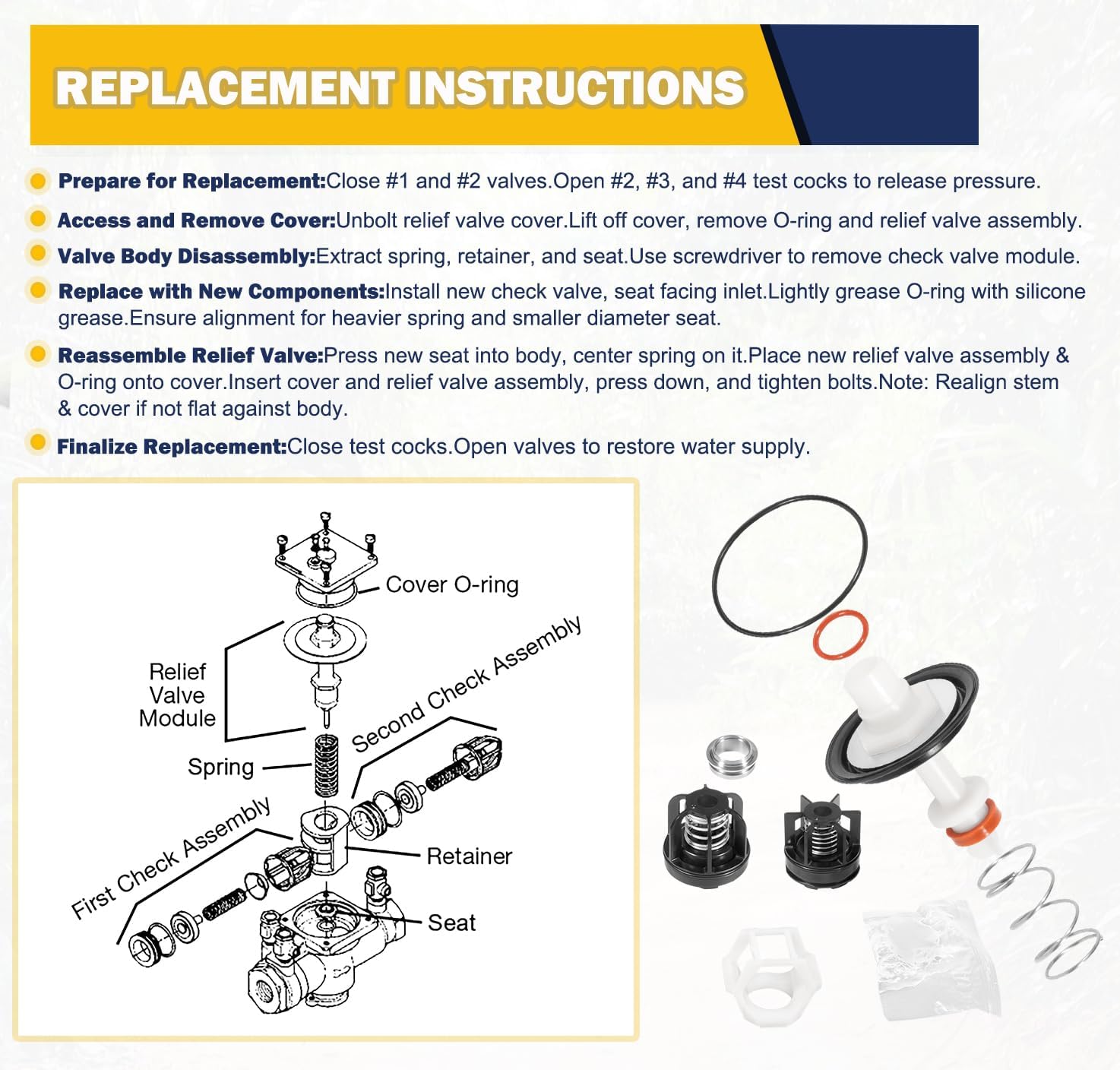 009M3 3/4" Total Repair Kit- Compatible Replacement for Watts LF009M3/009M3 Assembly - 0888527 888527 RK 009M3-T -Comprehensive Set for Seamless Maintenance