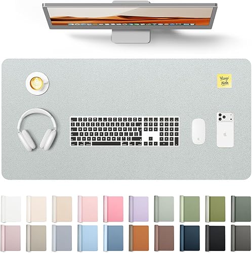 Miniatura 16 de YSAGi Protector de escritorio de piel, alfombrilla de oficina, alfombrilla grande para ratón, alfombrilla antideslizante de piel sintética, Azul