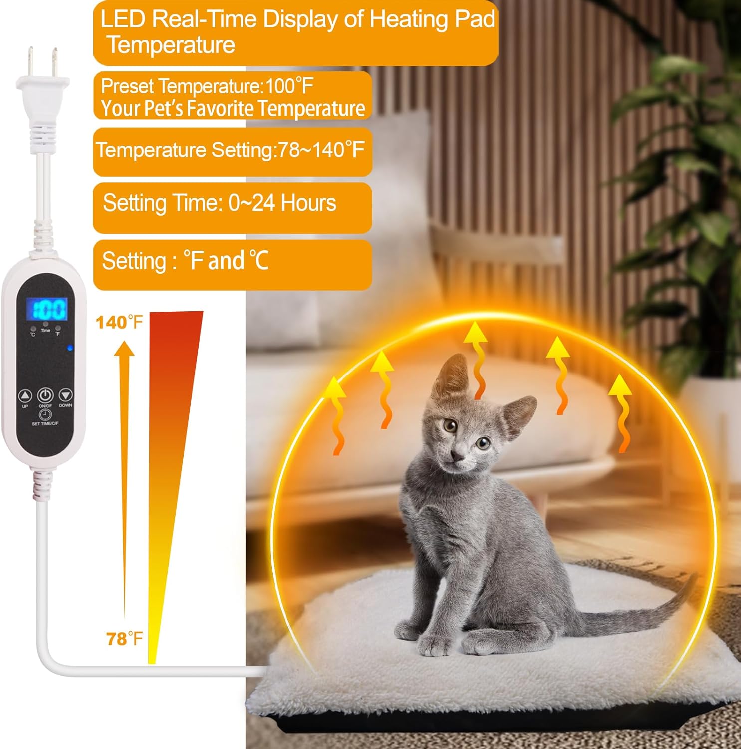 review Heated Cat Bed for Indoor Cats Heated Pet Bed for Indoor Cats and Small Dogs,with Multi-Functio Heating Pet Pad Wool Felt Shell and Washable Cushion Bed -15.5L*11W*8H inch Black Grey
