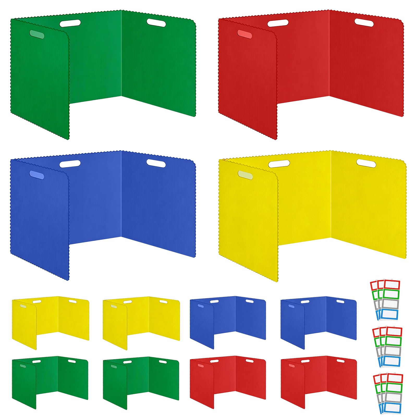 12-24 Pièces Séparateur de Bureau,40x30x30cm U Forme Panneau de Séparation de Bureau Pliable avec 36-72 étiquettes Nominatives,Cloison Bureau Couleur,pour L'école,Bureau,Bibliothèque (12 Pièces)