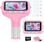 Digital Microscope for Kids Handheld Miniscope: 1000X 3 Screen Rechargeable Mini Pocket Portable Miniscope Magnifying Glass 4K Coin Jewelry Loupe Edu Science STEM Toy Gift 4-12 Boys Girls (Green)