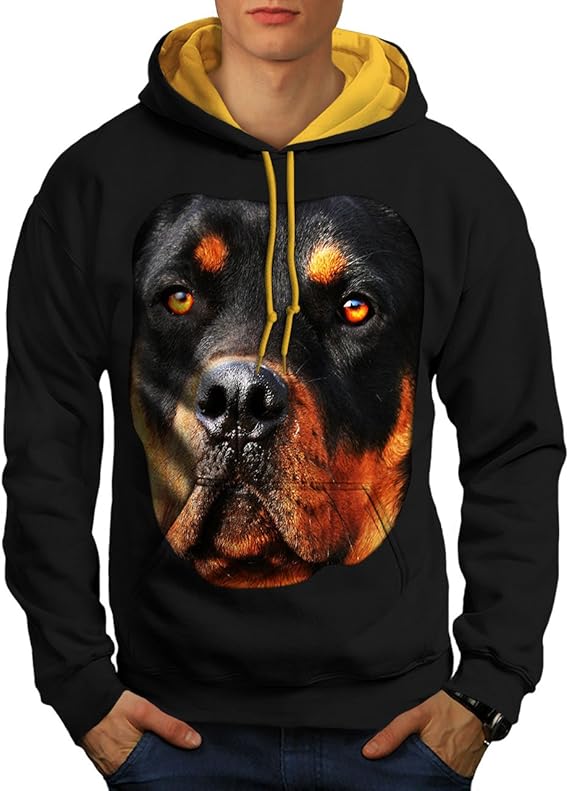 Amazon Co Jp Wellcoda ロットワイラー 子犬 動物 犬 男性用 S 2xl コントラストパーカー 服 ファッション小物