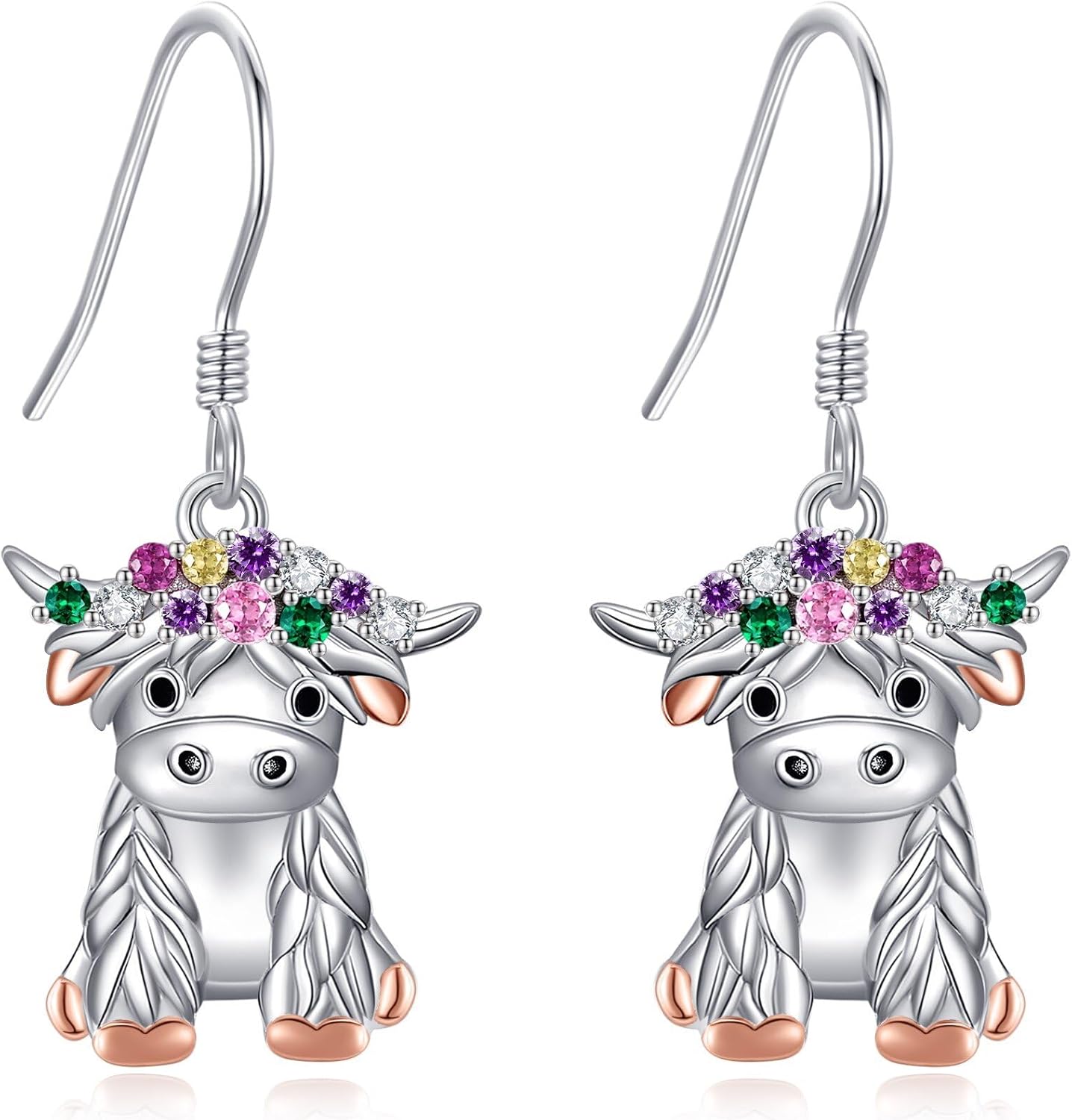 Cow Earrings for Women 925 Sterling Silver Highland Cow Dangle Earring Cow Jewelry Gifts for Women Lover