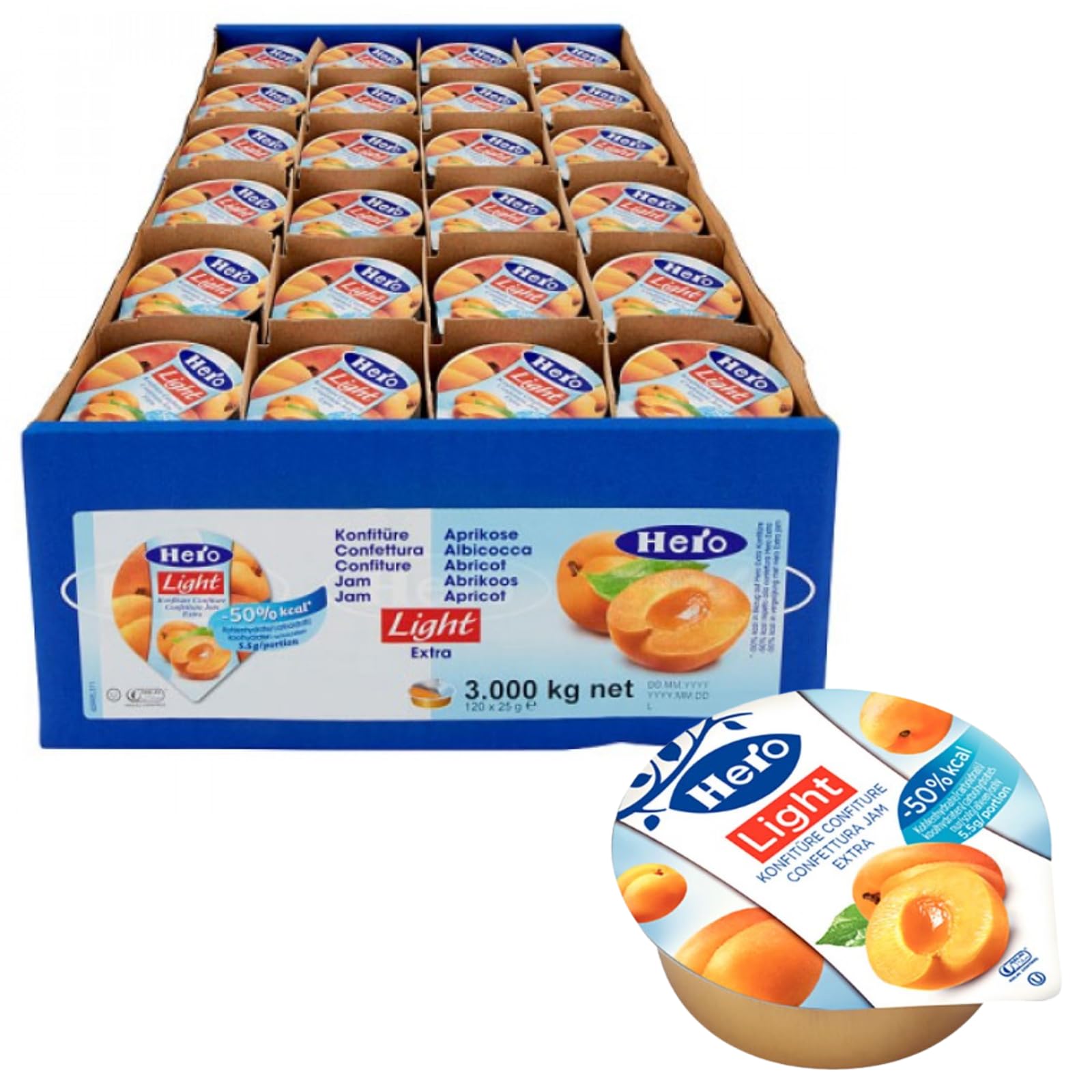 Confitura Light Extra Aprikose 120 Schalen Aluminium 25 g Einzelportion