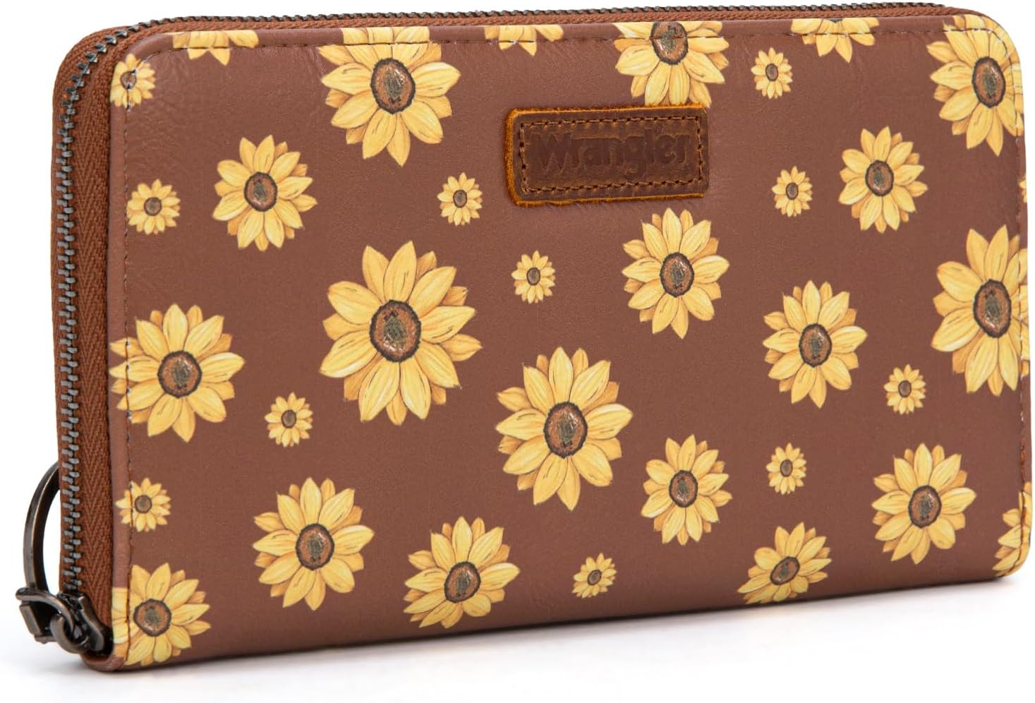 Wrangler Brown Daisy Wallets for Women Large Capacity Wristlet Wallets, Card Cases & Money Organizers Ladies Female Clutch Credit Card Phone Wallet with Smooth Zipper and ID Window WG204-W0012BR - Image 4