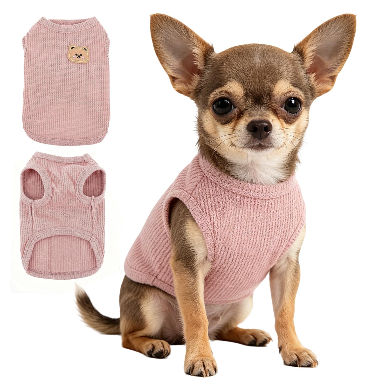 ChAusa Summer Dog Clothes, Soft Tank Top Sleeveless Vest, Cute Bear Pattern