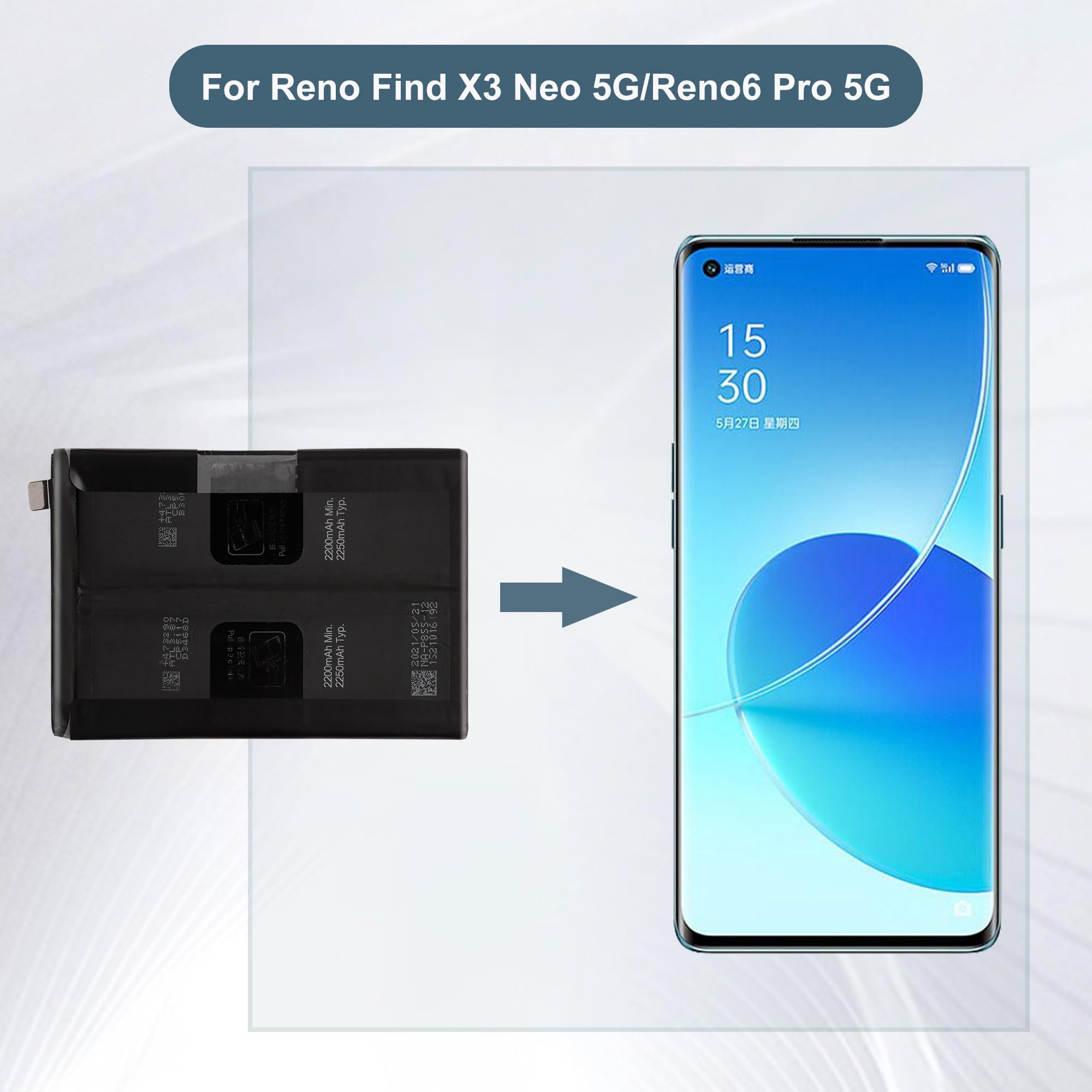 E-yiiviil BLP855 Replacement Battery Compatible with Oppo Find X5 Lite/Reno6 Pro 5G with Tools E-yiiviil BLP855 Replacement Battery Compatible with Oppo Find X5 Lite/Reno6 Pro 5G with Tools