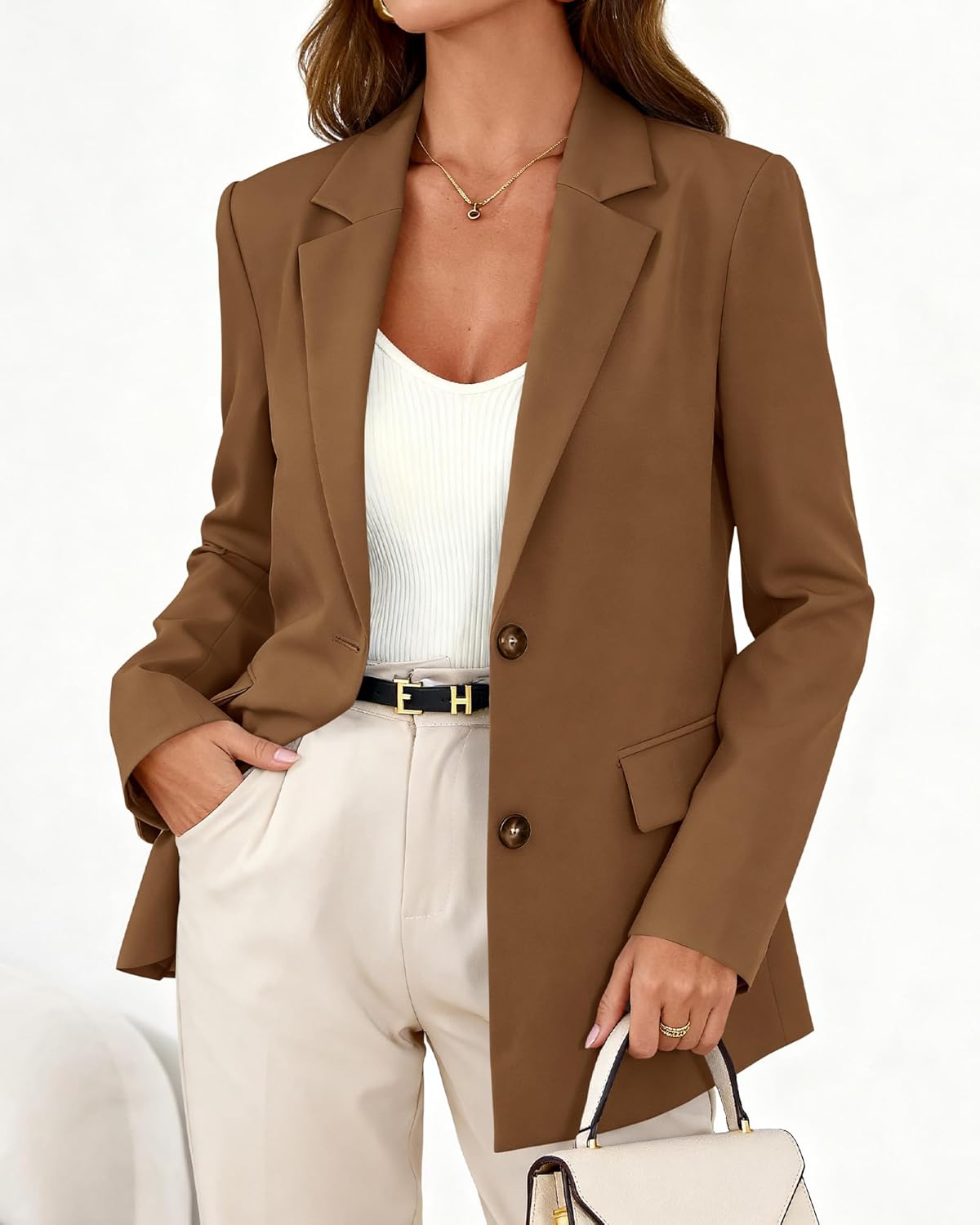 BTFBM Blazers for Women Business Casual 2026 Fall Clothes Lapel Open Front Winter Coats Work Office Suit Jackets Blazer - Image 3