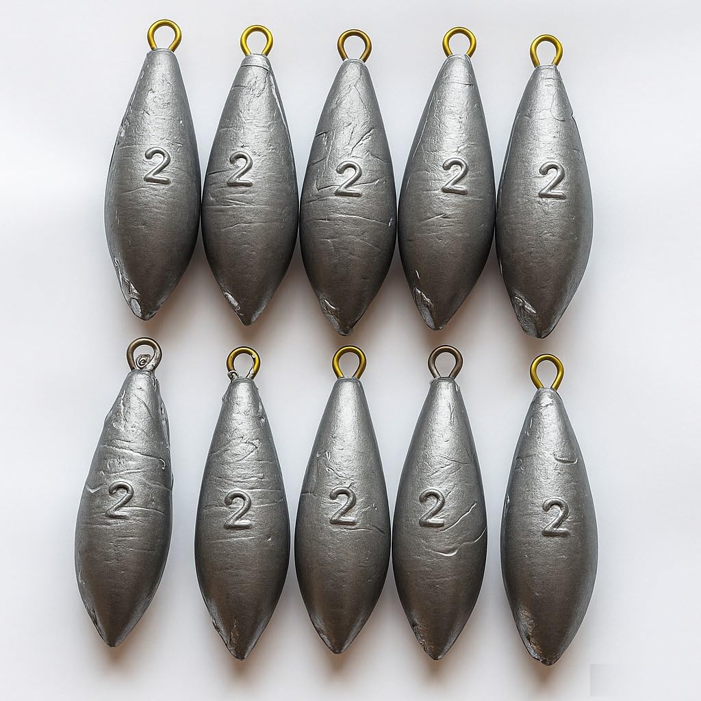 Sea Fishing Weights Pack Of 5/10 Mackerel Feather Cod Bass Boat Fishing 5oz / 4oz / 3oz / 2oz (2oz - 10pcs) — image 1