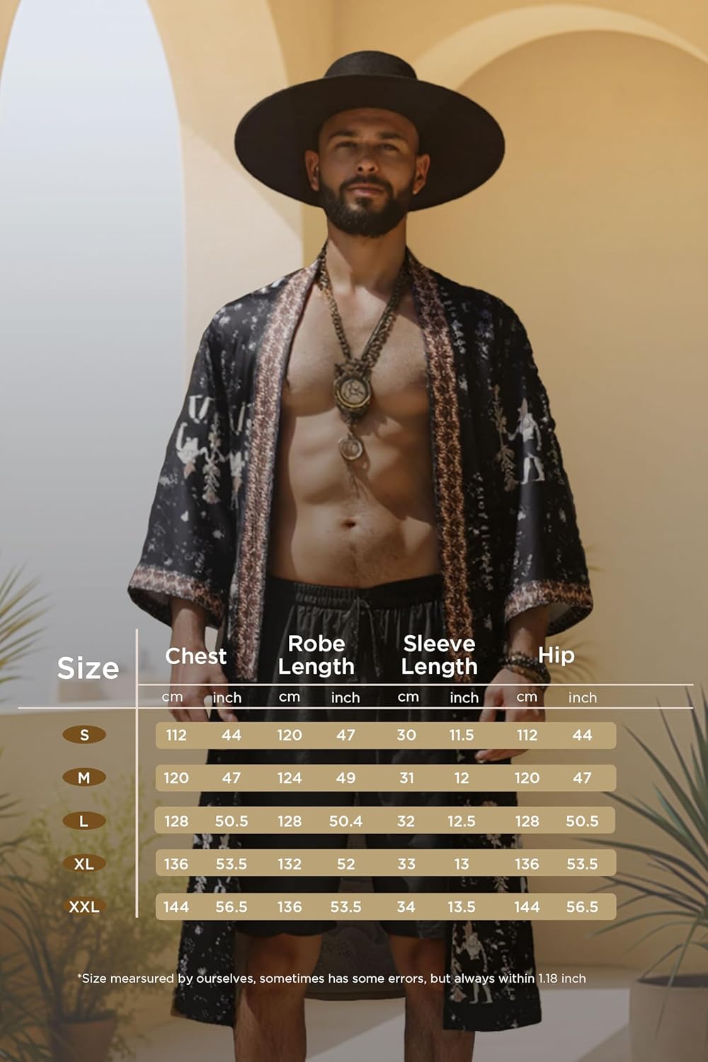 PRODESIGN Mens Satin Kimono Robe - Long Silky Sleepwear Nightgown Egyptian Bathrobe Dressing Gown Cardigan Beach Cover Up - Image 7