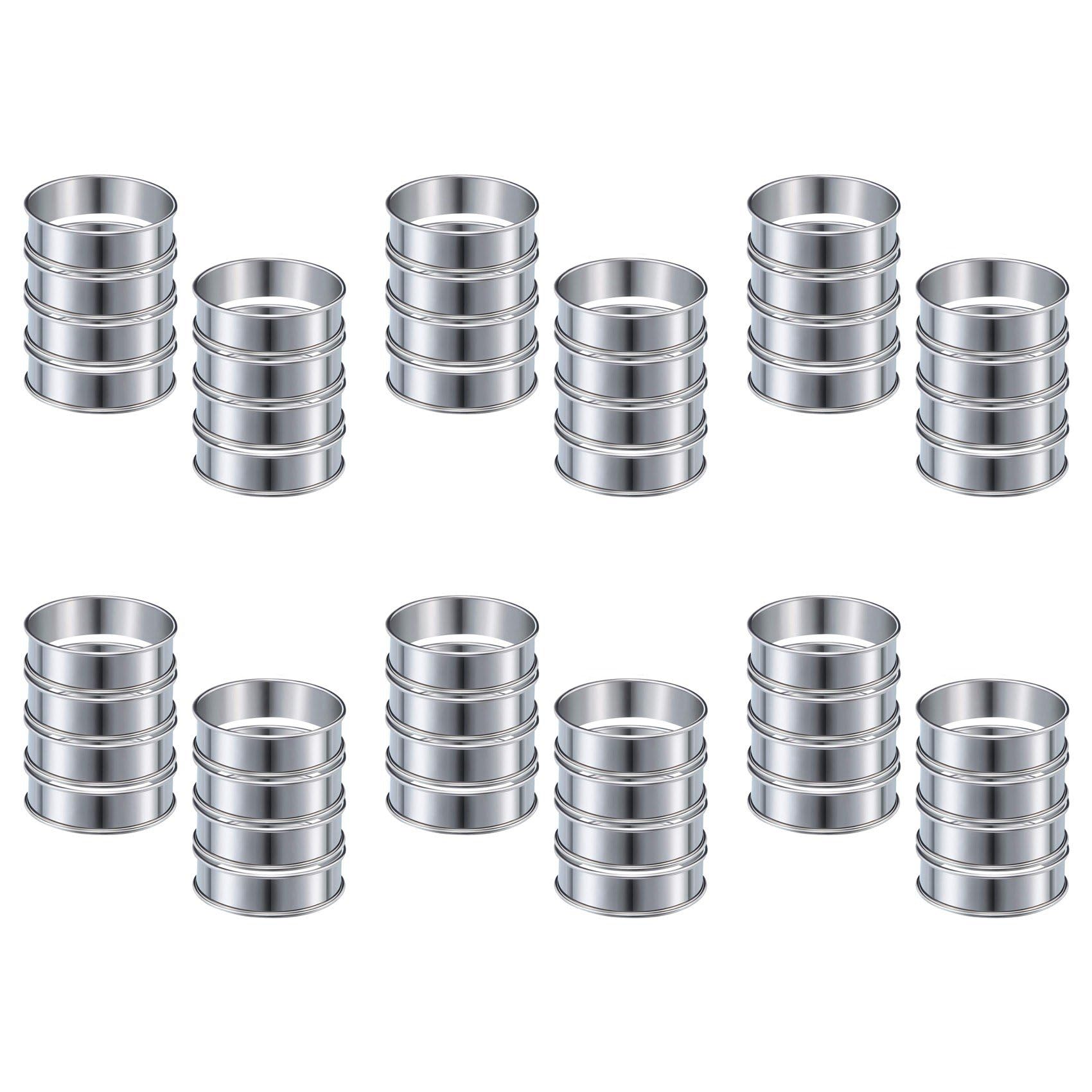 Anneau en Acier Inoxydable pour Cuisson Moule Rond Muffin 48 Pcs
