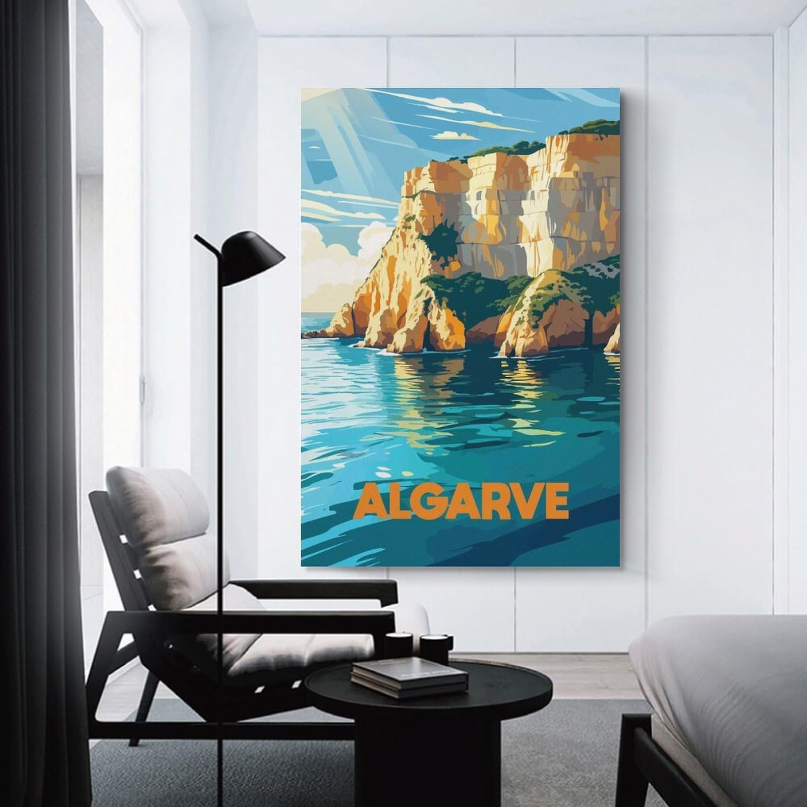 Junmoney Unframe-Style-19 Algarve Coastline Travel Hanging Wall Art 08X12inch(20X30cm), For New Homes, Bedrooms Or Workspaces, Thoughtful Wall Decor For Art Lovers