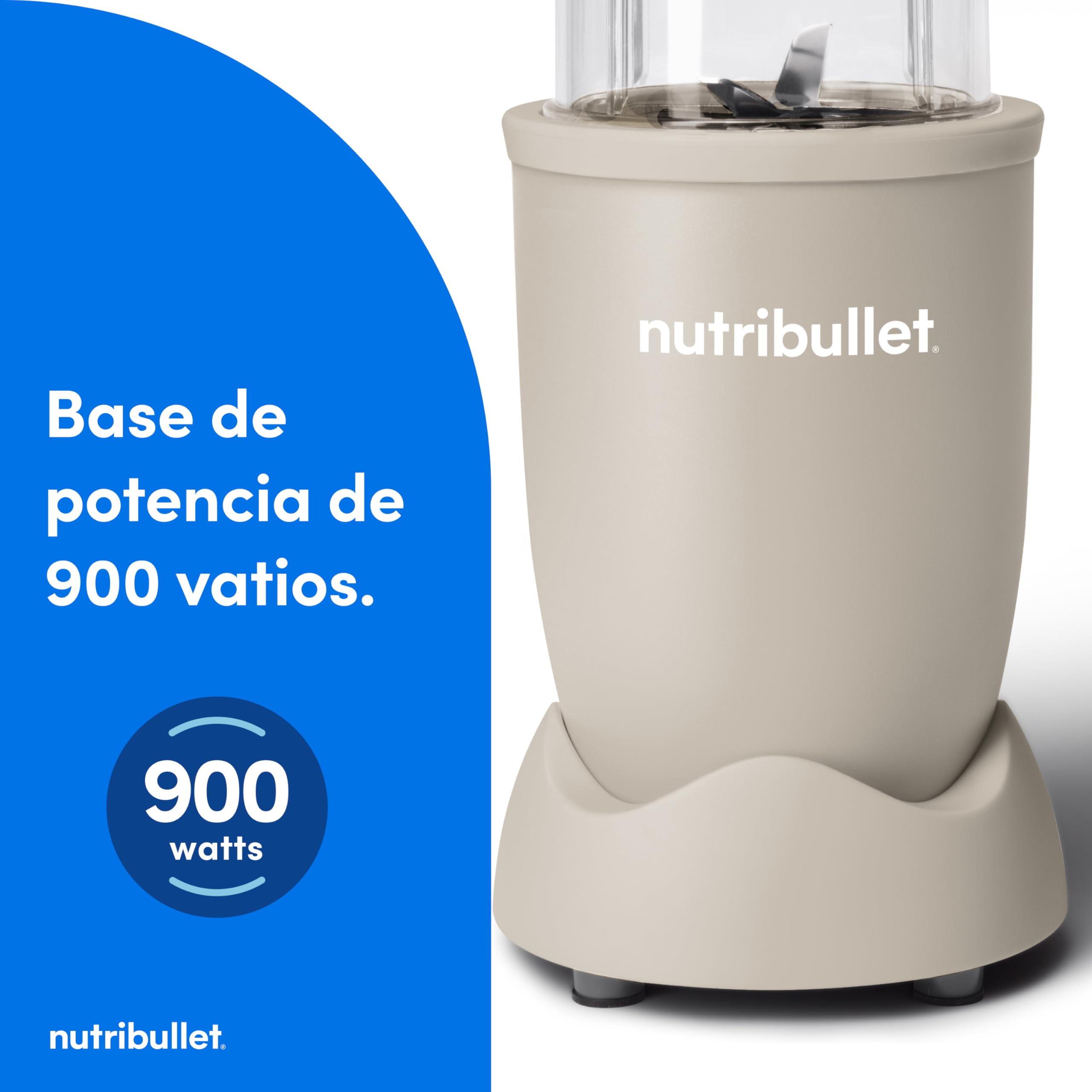 Nutribullet Pro 900 - Batidora Personal Multifunción, Blender Frutas y Verduras, Diseño Compacto, Fácil de Usar y Limpieza Rápida, Extracción de Nutrientes, 900W, Mineral Gris Paloma (NB904MASN)