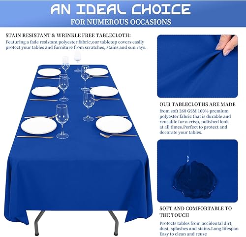 Miniatura 5 de Showgeous Paquete de 4 manteles rectangulares de poliéster de 60 x 102 pulgadas para mesas de 6 pies, resistentes a las arrugas, lavables, para