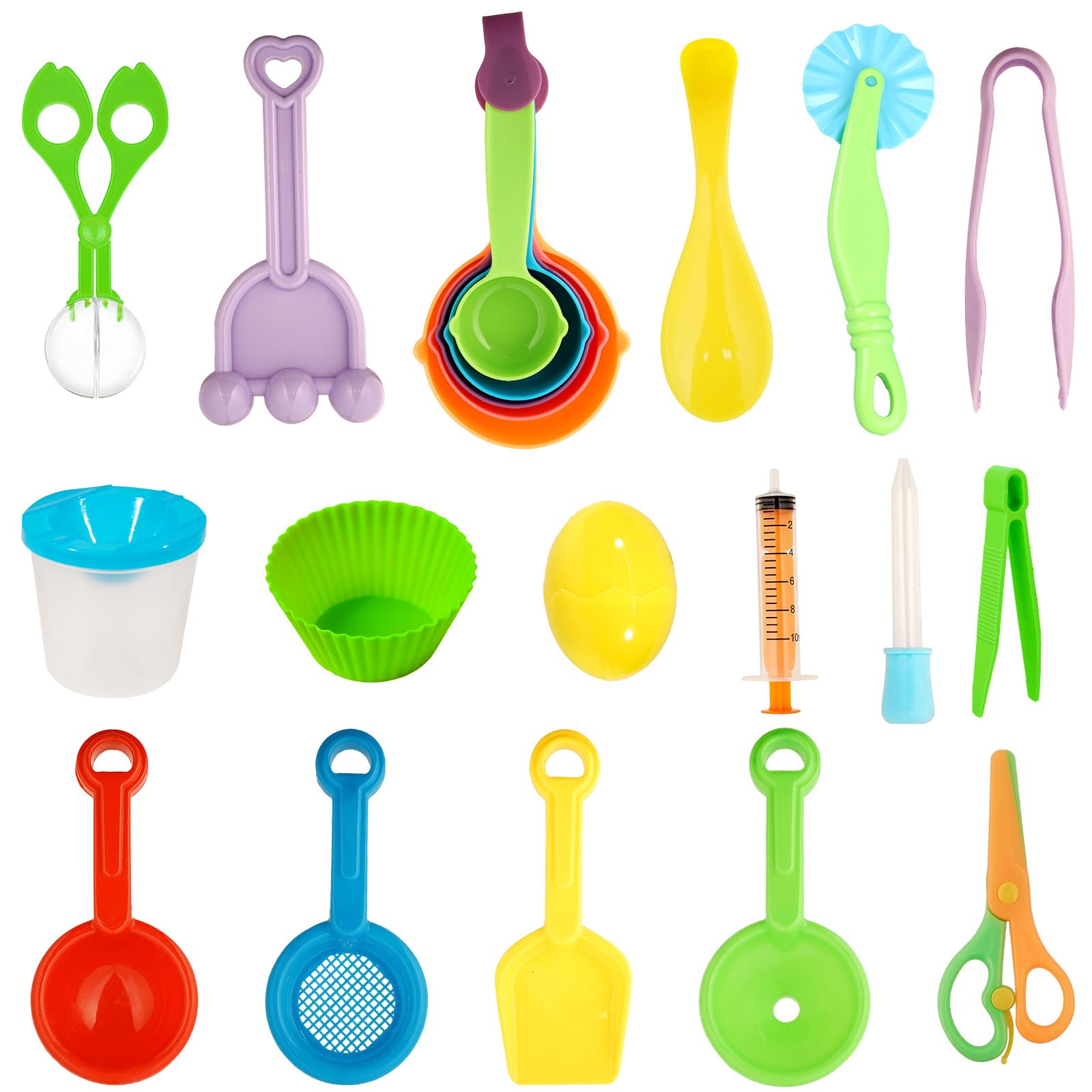 Set 8 Utensili In Legno Per Sensory Bin – Cucchiai, Pinze E Palette Per Sviluppo Motorio Dei Bambini 3+ Anni