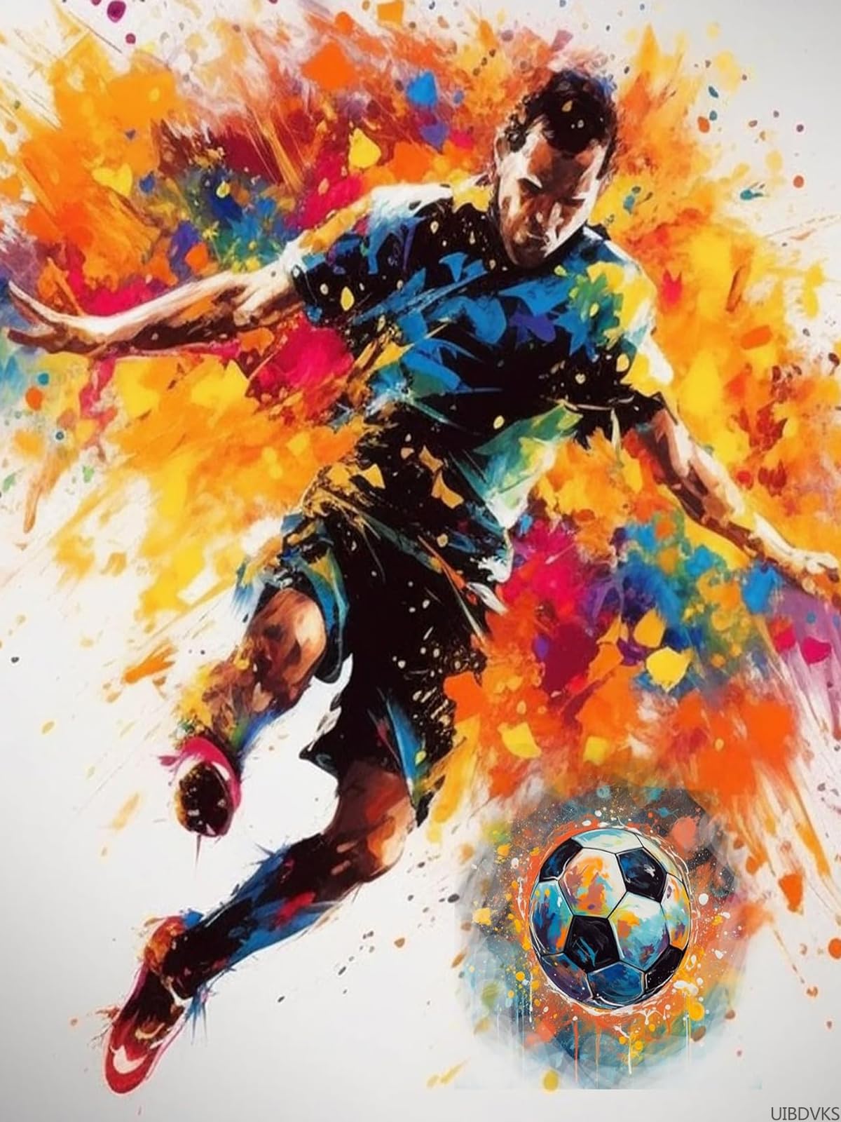 UIBDVKS Color Soccer Player 5D Diamond Art Painting Kits DIY Diamond Art Painting Cross Stitch Full Drill Crystal Rhinestone Painting Embroidery