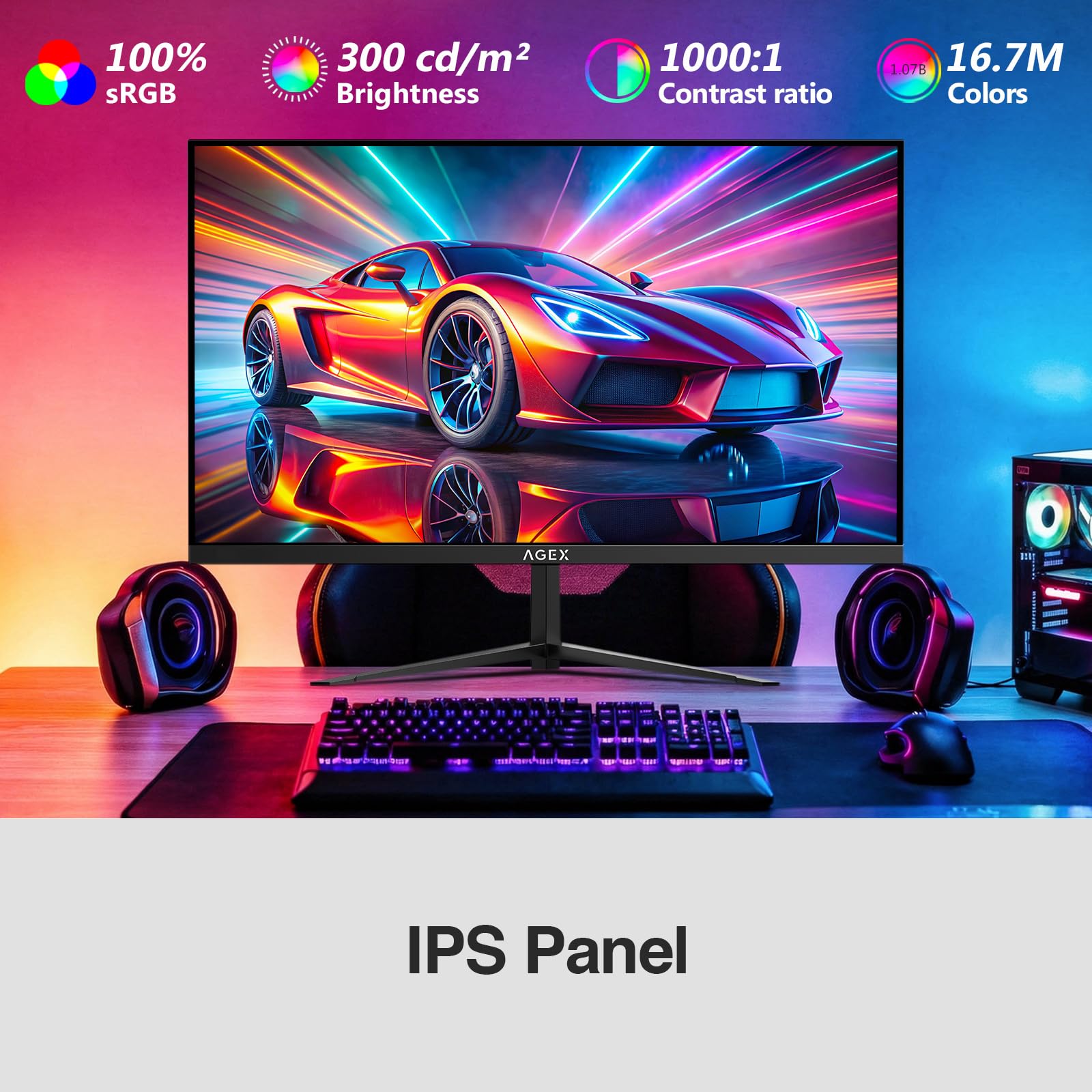 24 Inch 240Hz Gaming Monitor, IPS Panel MPRT 1ms, Full HD 1080P, 300cd/m² Brightness, Adaptive Sync, Crosshair, DP1.4 & HDMI2.0, Black - 4