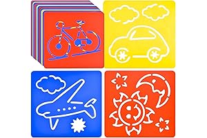 24 Washable Stencils for Kids, 6 inch Drawing Chalk Stencils