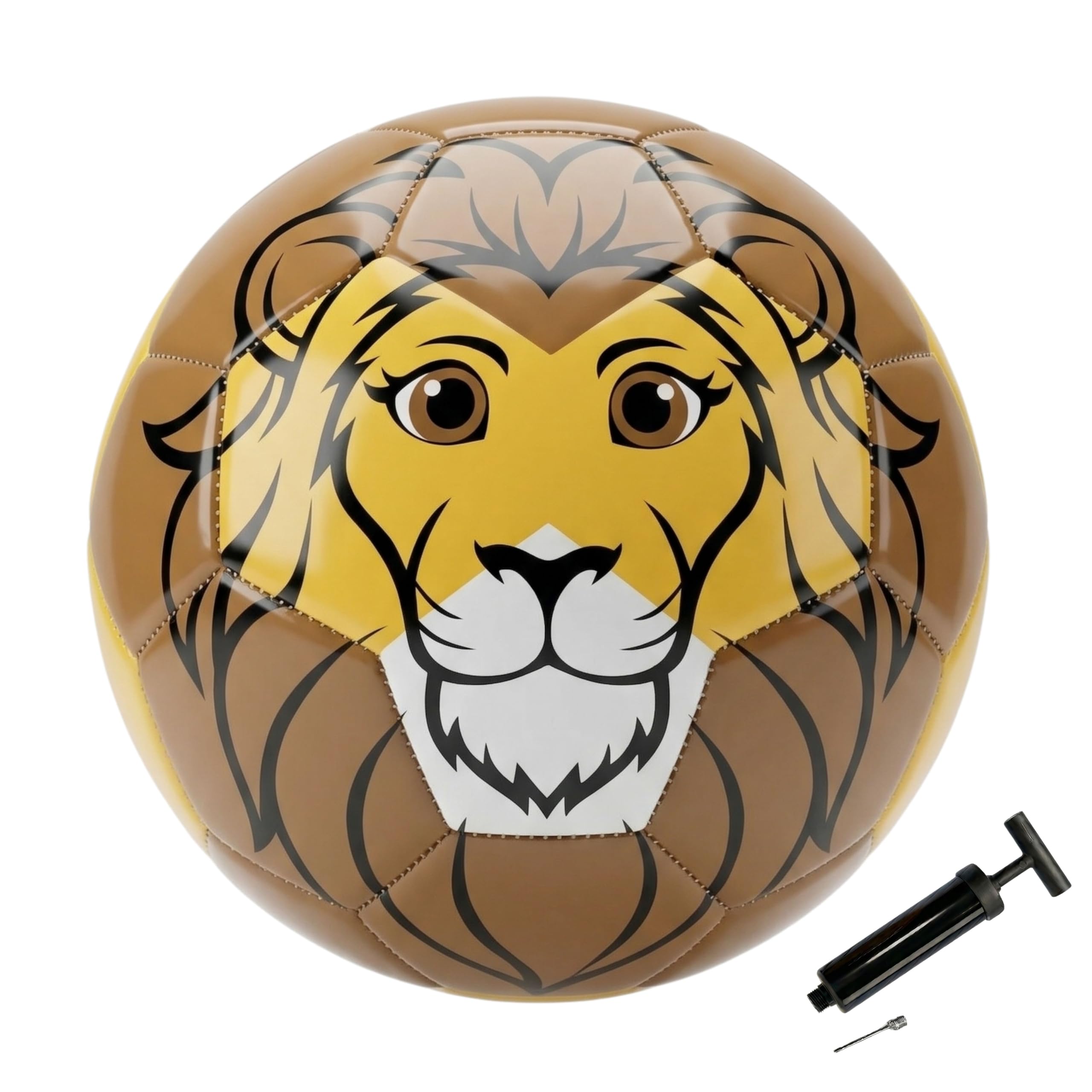 Thoughtful Fox Size 3 Kids Football for Children Boys Girls Ages 4-8 – Screen-Free Active Play Training Ball Set with Pump & 32 Interactive Games – Outdoor Garden Toy - Cute Lion Gift